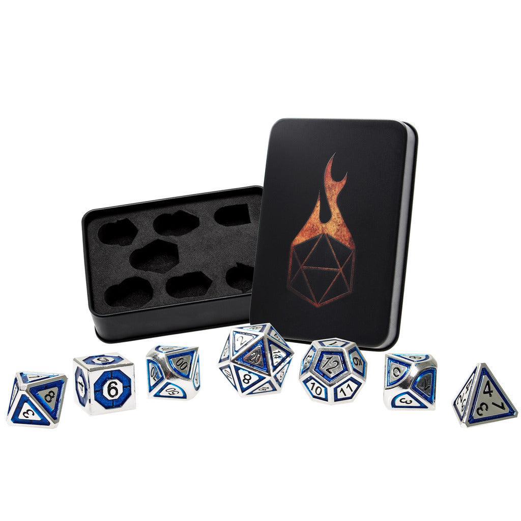 Azure Enchantment Metal 7-Die RPG Dice Set for Dungeons & Dragons, Pathfinder, Tabletop Roleplaying Games - Perfect for Gifts & Game Nights