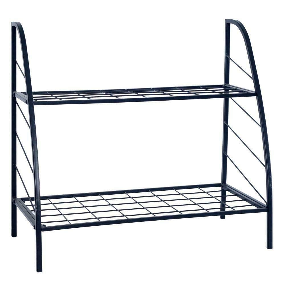 2-Tier Metal Plant Stand for Indoor & Outdoor Use - Flower Pot Holder, Garden Shelf for Plants, Decorative Display for Home, Patio, and Balcony