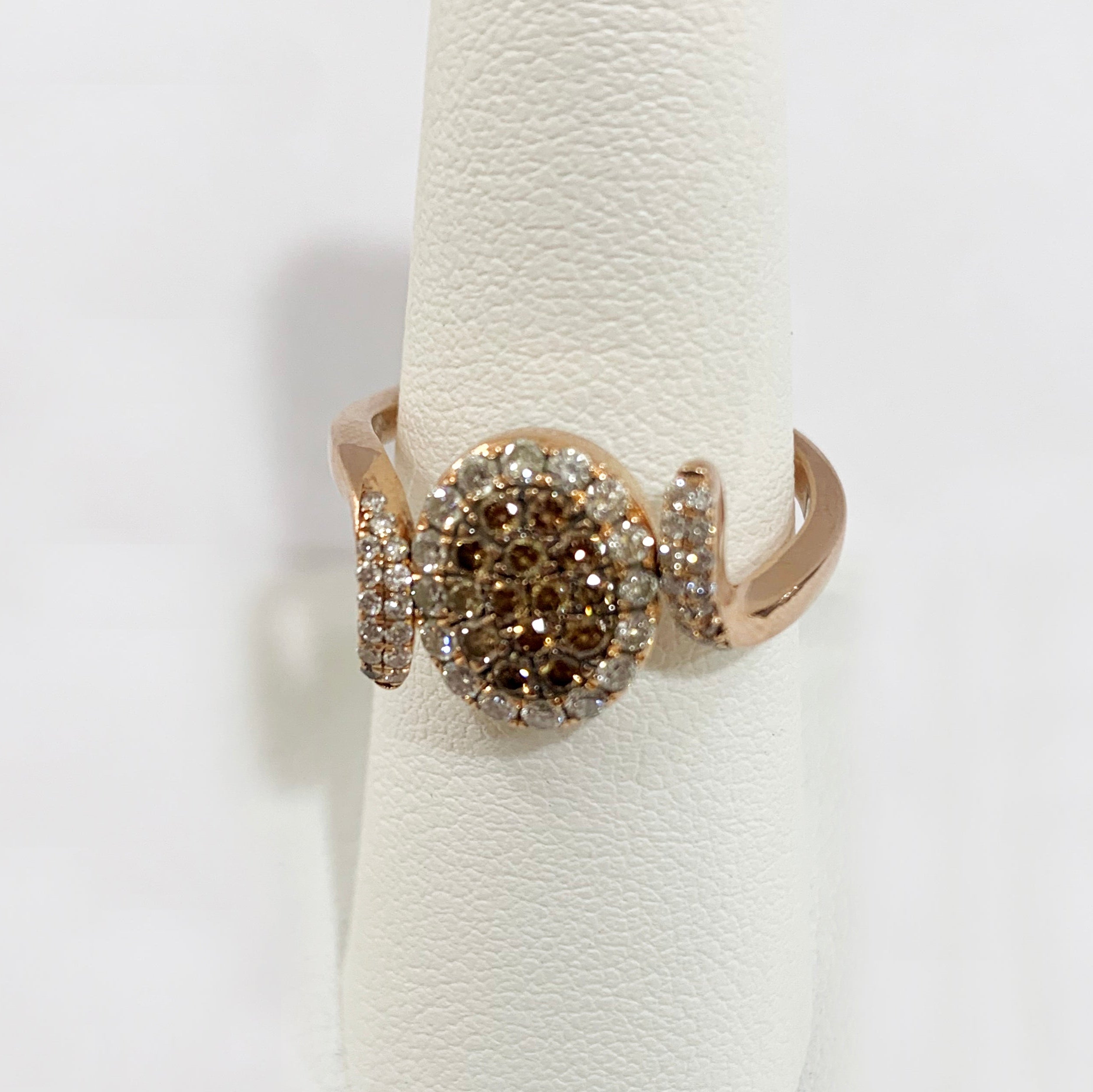 14K Rose Gold Brown & Blue Diamond Flip Ring for Women - Elegant Stackable Jewelry for Everyday Wear & Special Occasions