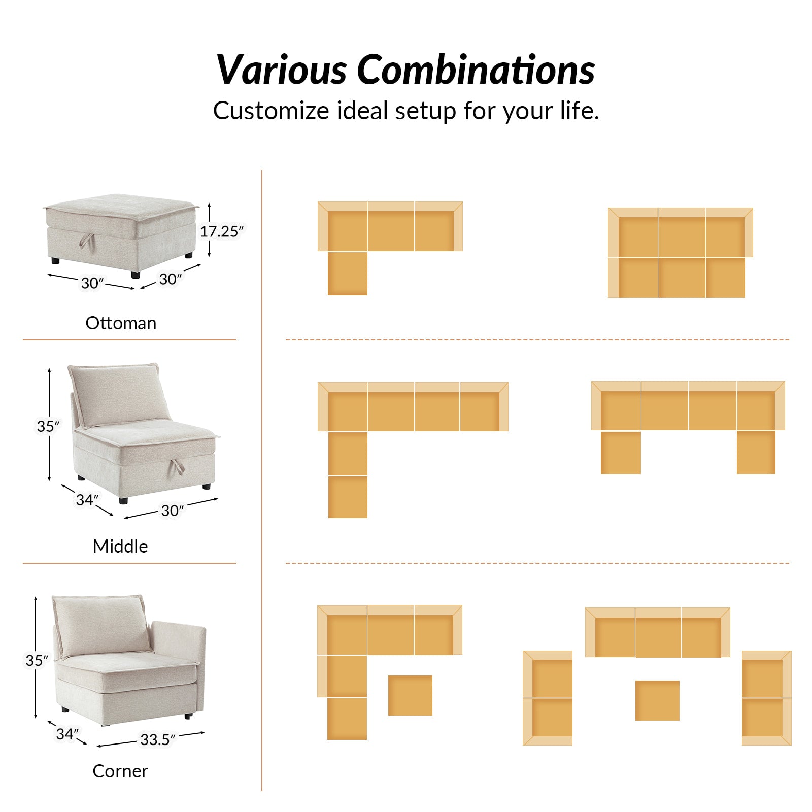 Harmetrix Oversized Soft Sectional Couch with Storage | Modern L-Shaped Sofa Bed with Hidden Compartment | Perfect for Living Room, Family Room & Small Spaces