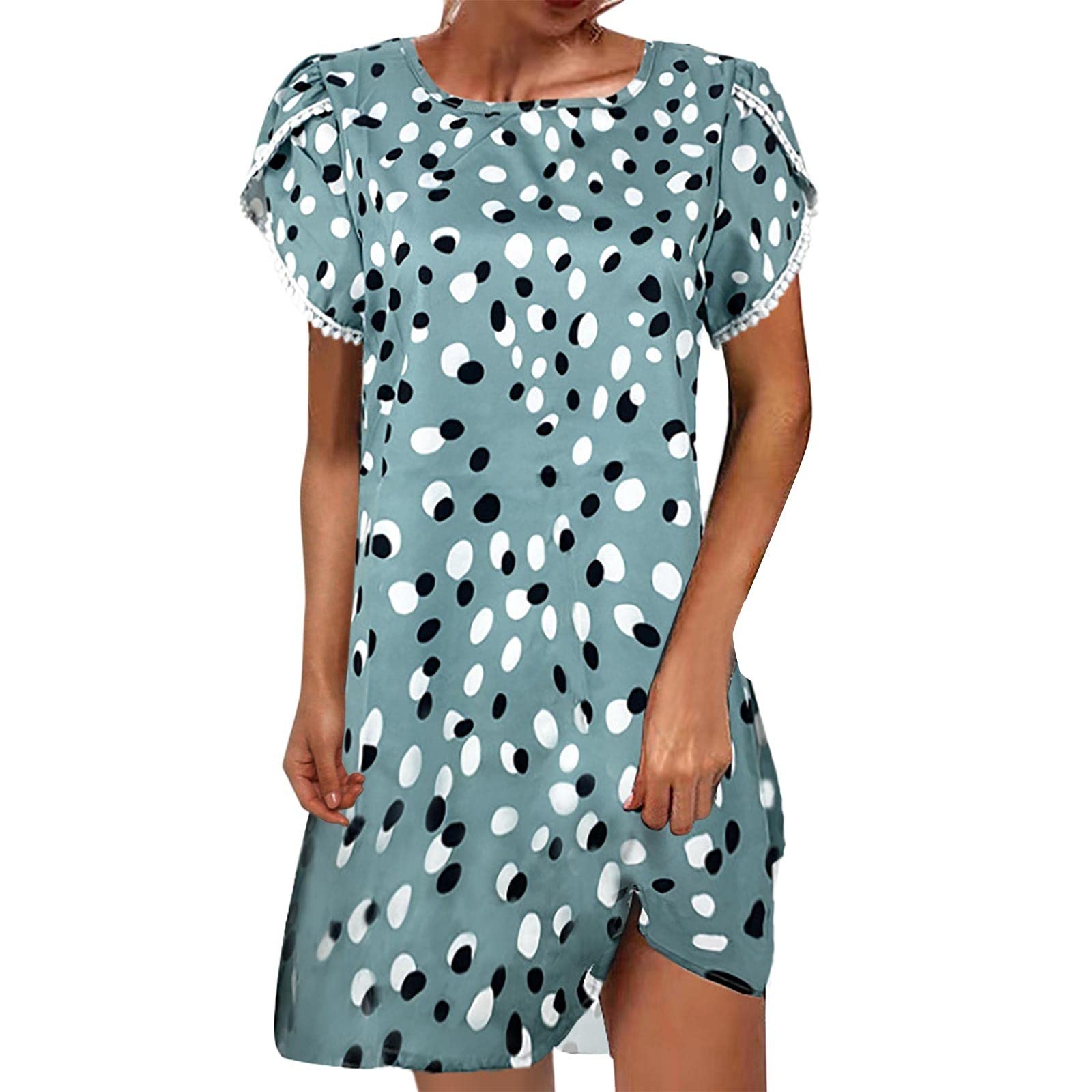Elegant Women's Plus Size Black Cocktail Dress - Summer Casual Round Neck Formal Dress with Fashion Prints | Perfect for Parties, Weddings & Evening Events