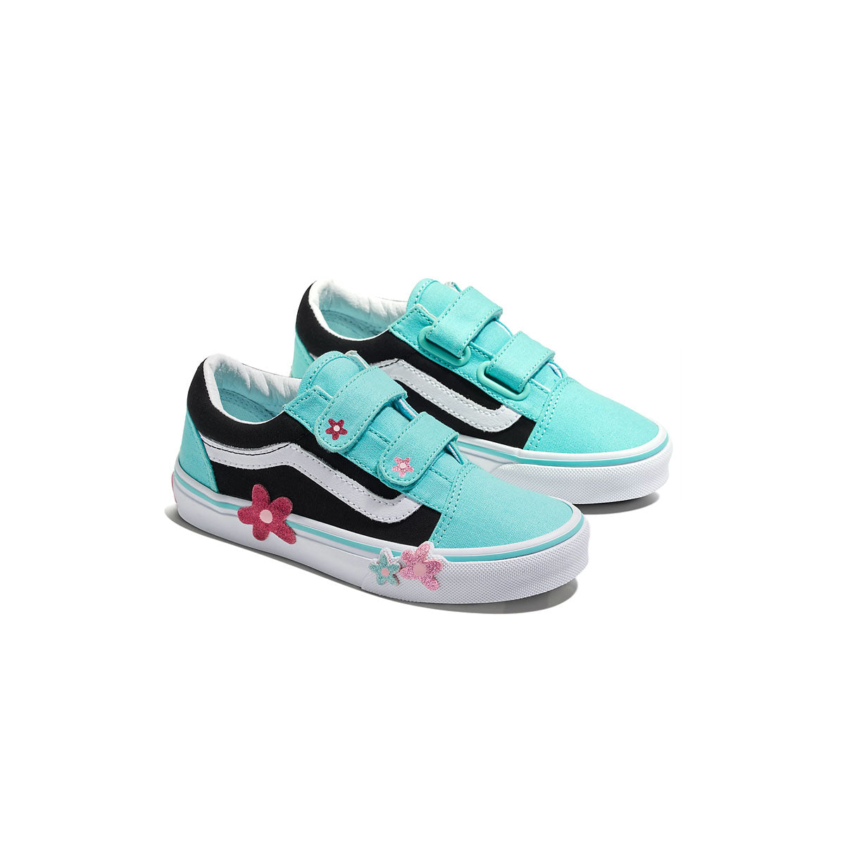 Vans Kids Old Skool V 'Flower Power' Sneakers - Classic Skate Shoes for Boys & Girls | Perfect for School, Play & Skateboarding