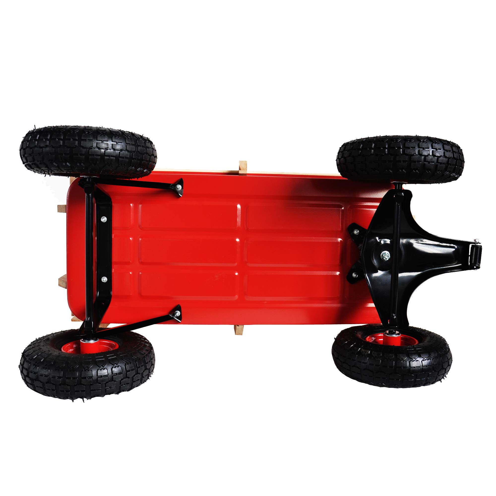 Heavy Duty Steel Outdoor Wagon Cart for Kids with Removable Wooden Side Panels & 10