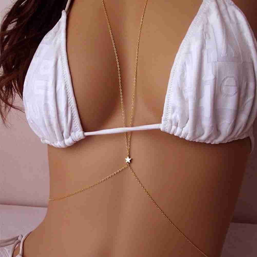 DMSUO Minimalist Beach Bikini Bra Body Chain - Sexy Pentagram Waist Jewelry for Women | Perfect for Summer Vacations, Pool Parties & Boho Fashion Accessories