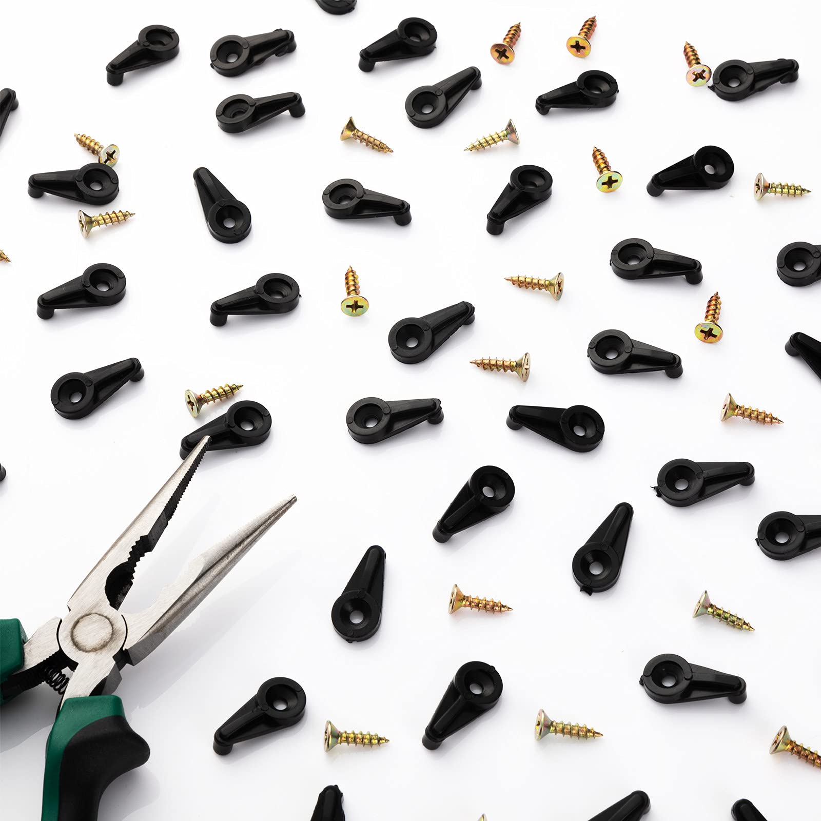 Blulu 50 Pack 4mm Glass Retainer Clips Kit with Screws - Black & Gold Cabinet Door Hardware for Kitchen & Bathroom Glass Panel Installation