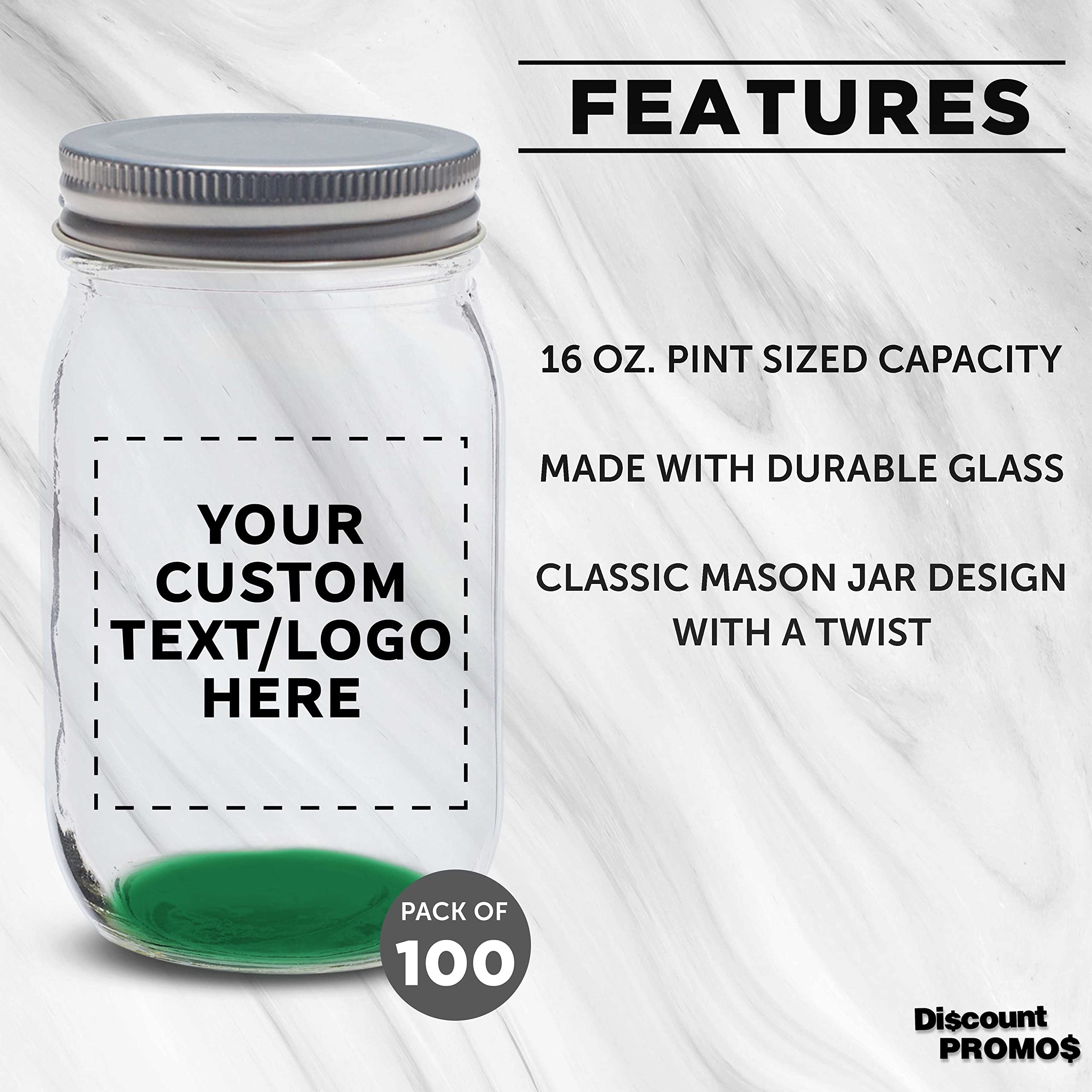 100-Pack 16oz Custom Mason Jars with Airtight Lids - Bulk Glass Storage Containers for Overnight Oats, Candies, Pickles, Spices & Beverages - Perfect for Meal Prep, Party Favors & DIY Gifts (Green)