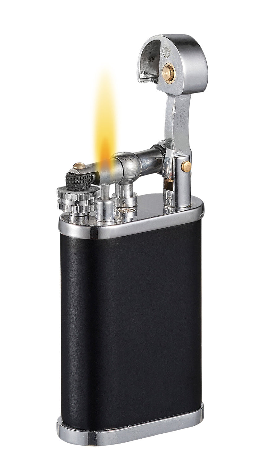Visol Elegance Black Soft Flame Flint Lighter - Premium Windproof Butane Lighter for Cigars, Candles & Outdoor Use - Perfect for Camping, BBQ and Home Decor