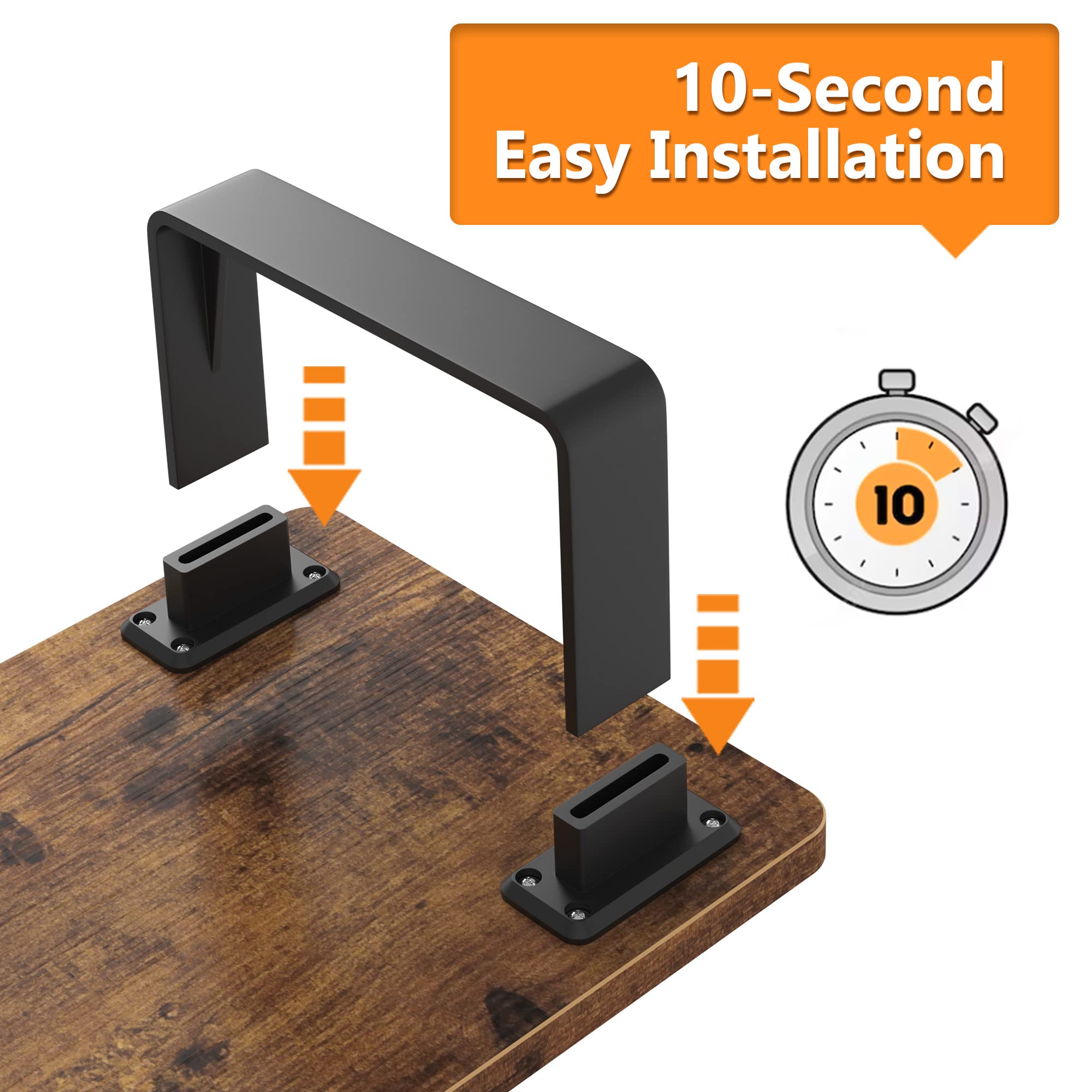 Sturdy Wood Monitor Stand Riser with 50 LB Capacity - Rustic Brown Desktop Organizer for Computer, Laptop, Printer & iMac | Anti-Slip Design for Home Office & Workspace Organization