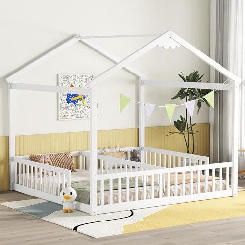 D- Double House Bed- White