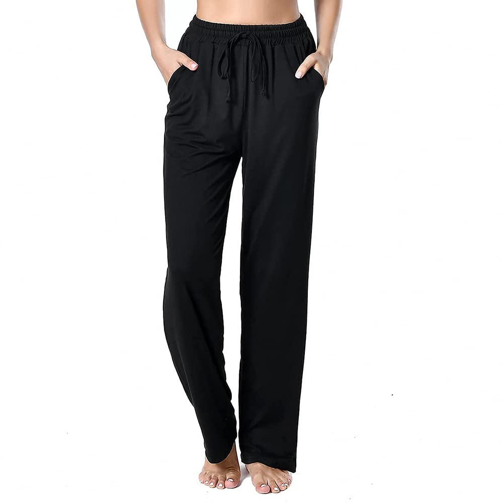 Women's Comfy Wide Leg Yoga Sweatpants with Drawstring & Pockets - Loose Lounge Pants for Yoga, Workout, Travel and Home Relaxation