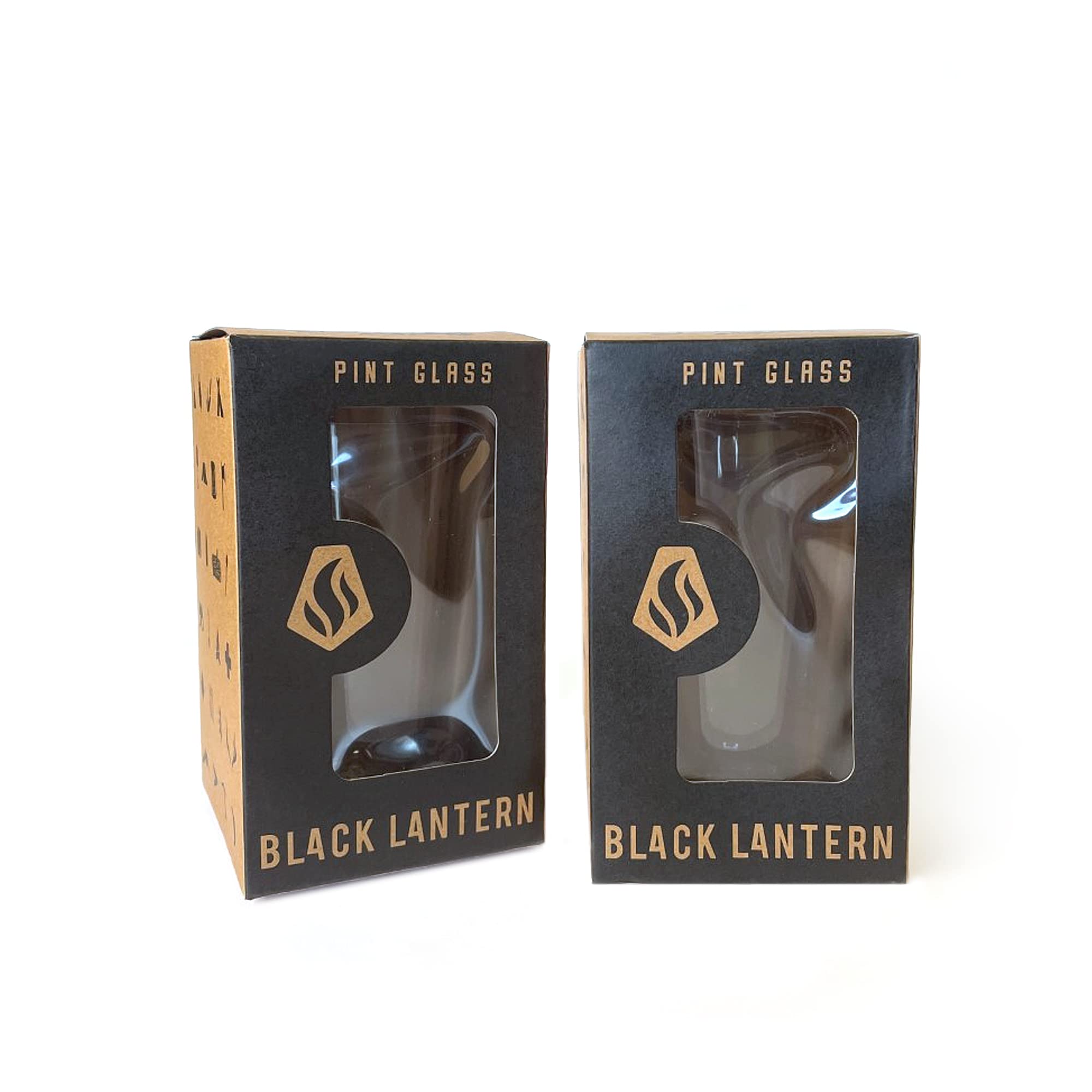 Set of 2 Fly Fishing Themed 16oz Pint Glasses - Black Lantern Beer Mugs for Home Bar, Camping & Outdoor Adventures