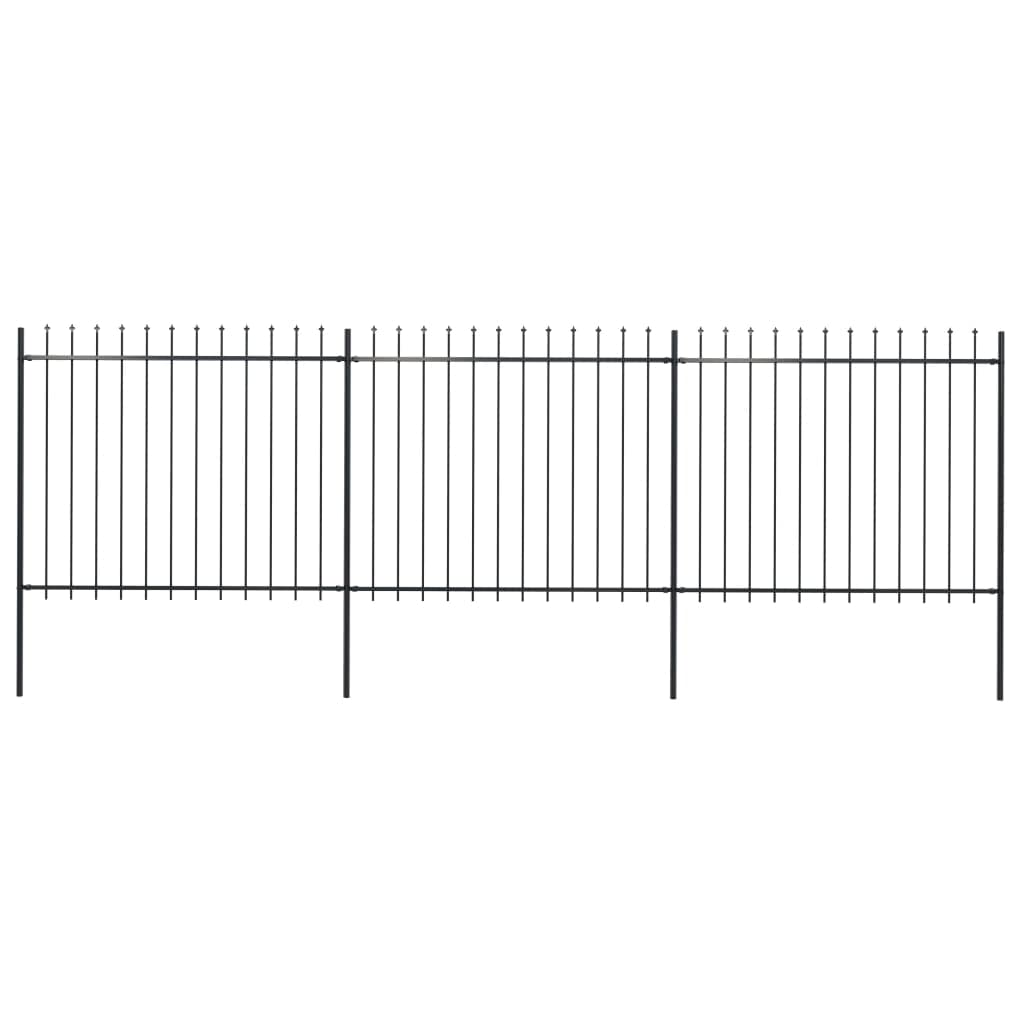 SKM Black Steel Garden Fence with Spear Top - 200.8