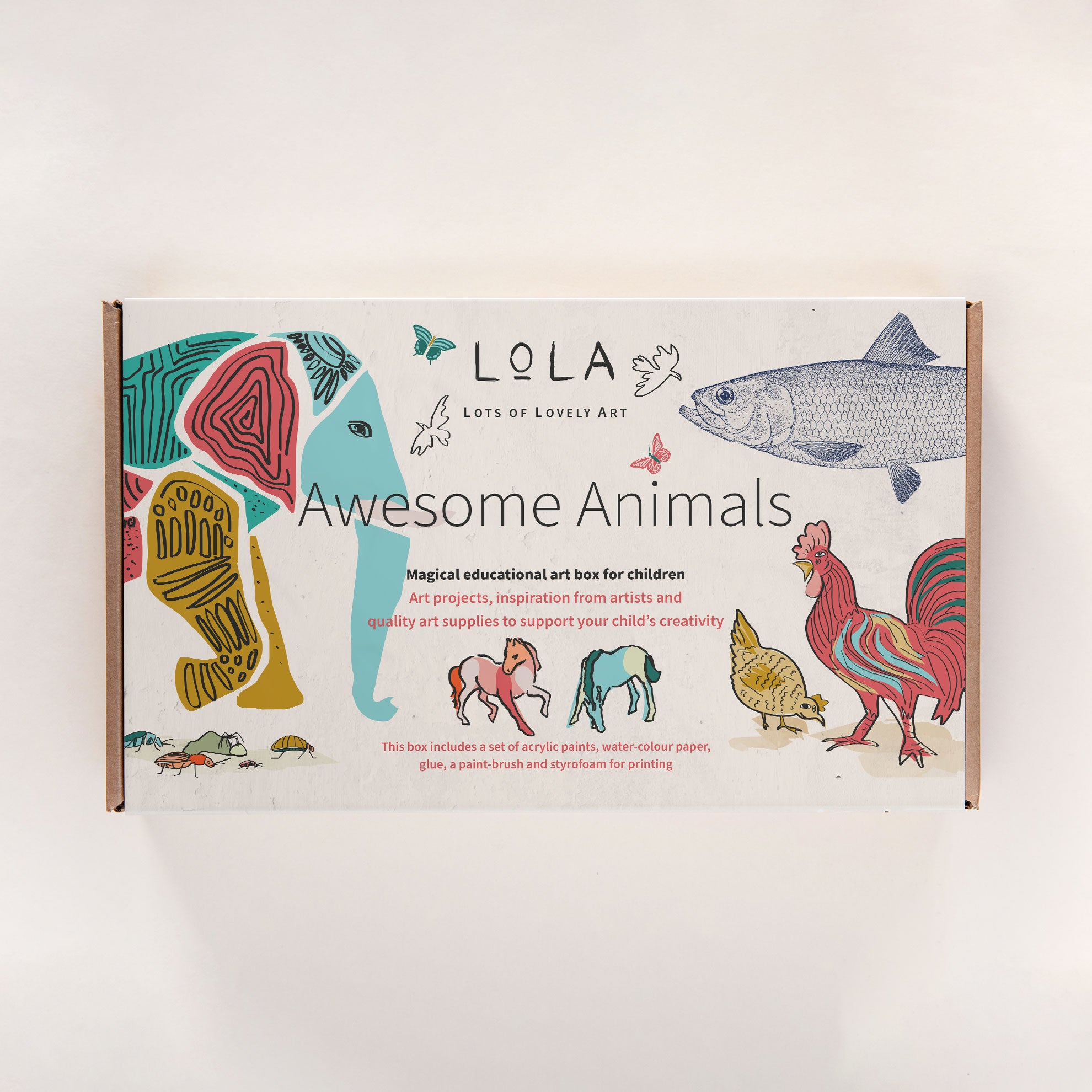 LoLA Awesome Animals Art Box - Creative Painting Kit for Kids & Adults - Perfect for DIY Crafts, Home Decor & Gift Giving