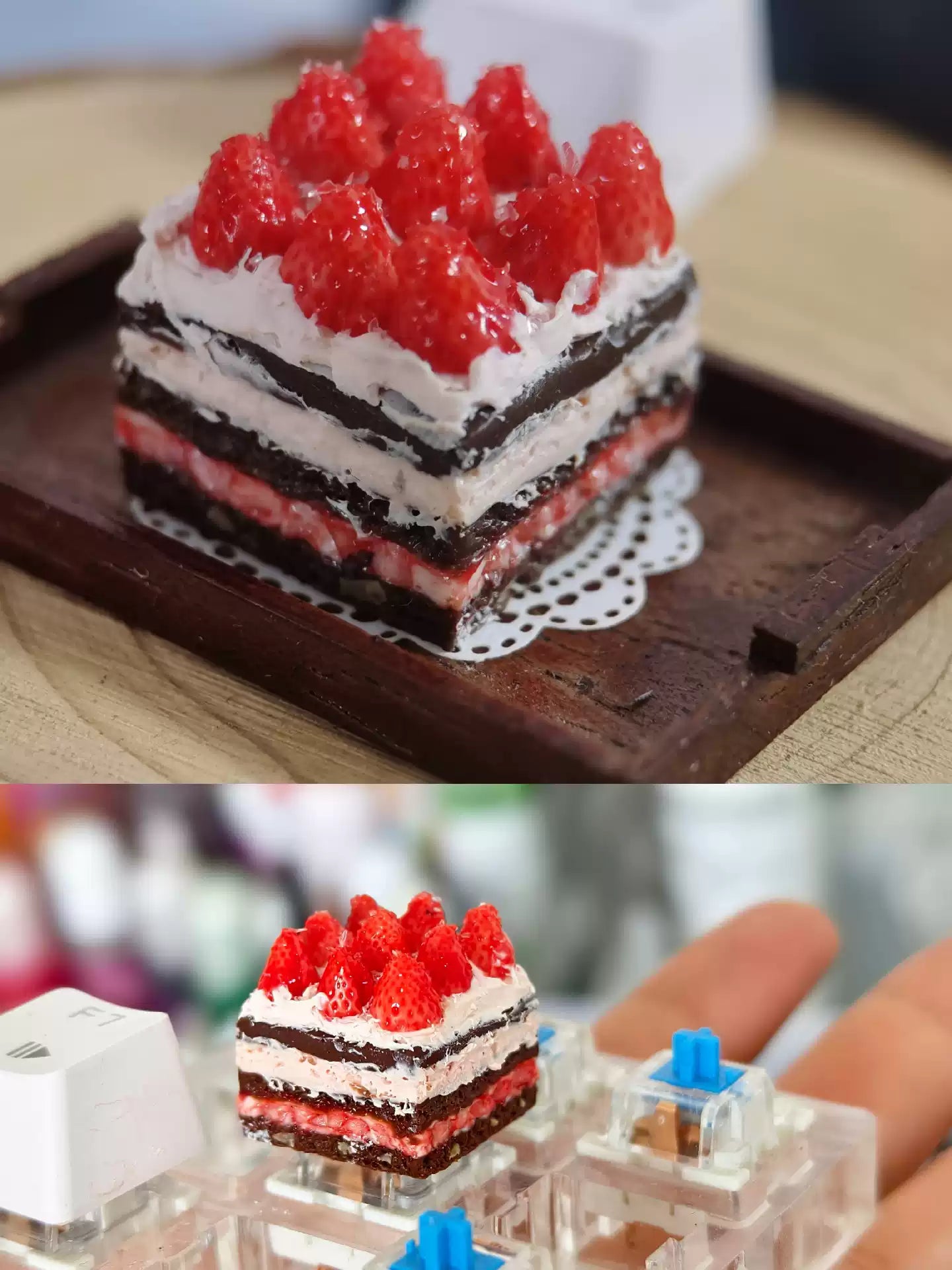 Handmade Resin Clay Food Collection Keycaps - Custom Stone Plastic Clay Artisan Keycaps for Mechanical Keyboards | Unique Keyboard Decor for Gaming & Office Use