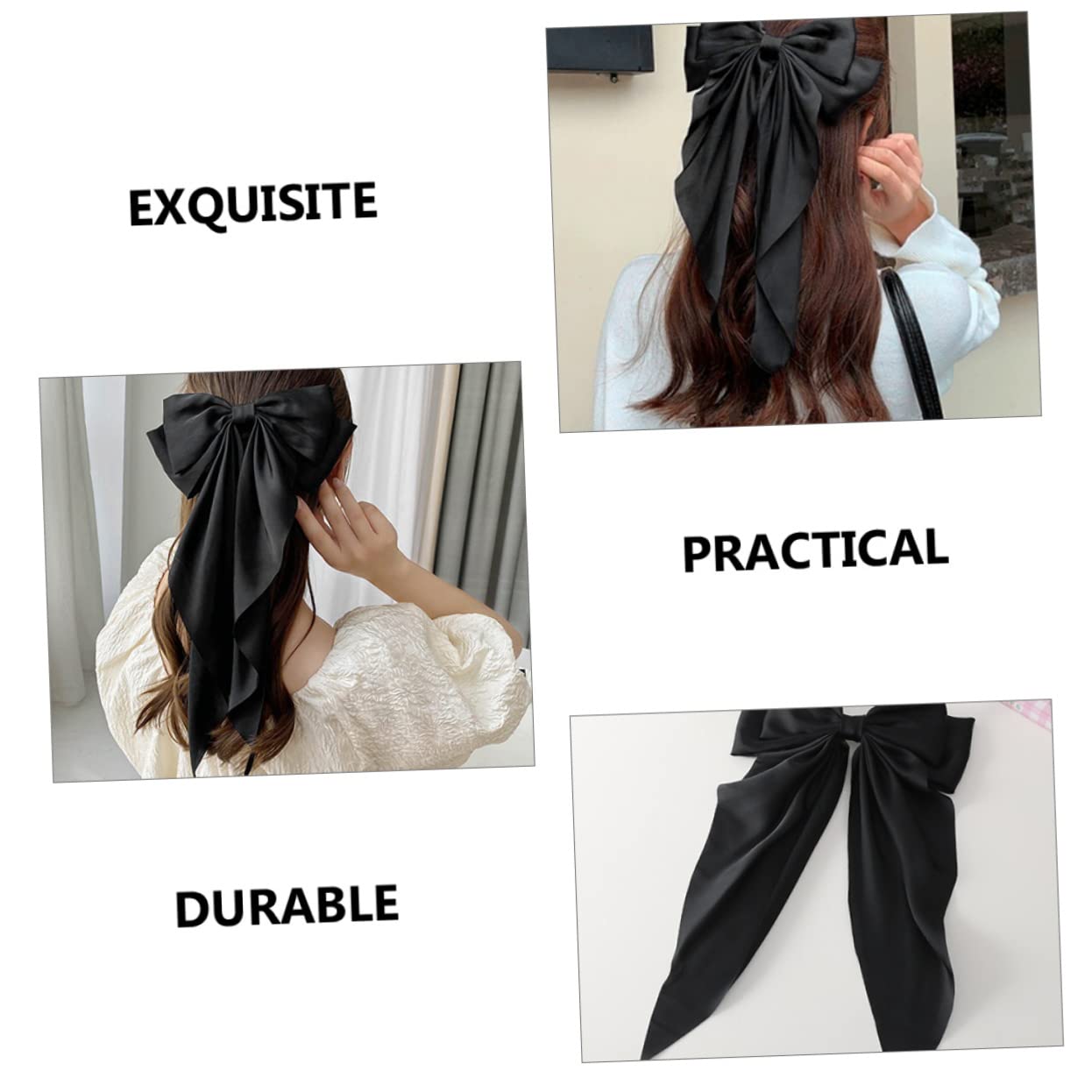 Minkissy 4 Sets Elegant Bowknot Hair Clips for Women - Large Hair Bows, Ribbon Hair Accessories (8 Pieces) - Perfect for Weddings, Parties, and Everyday Styling