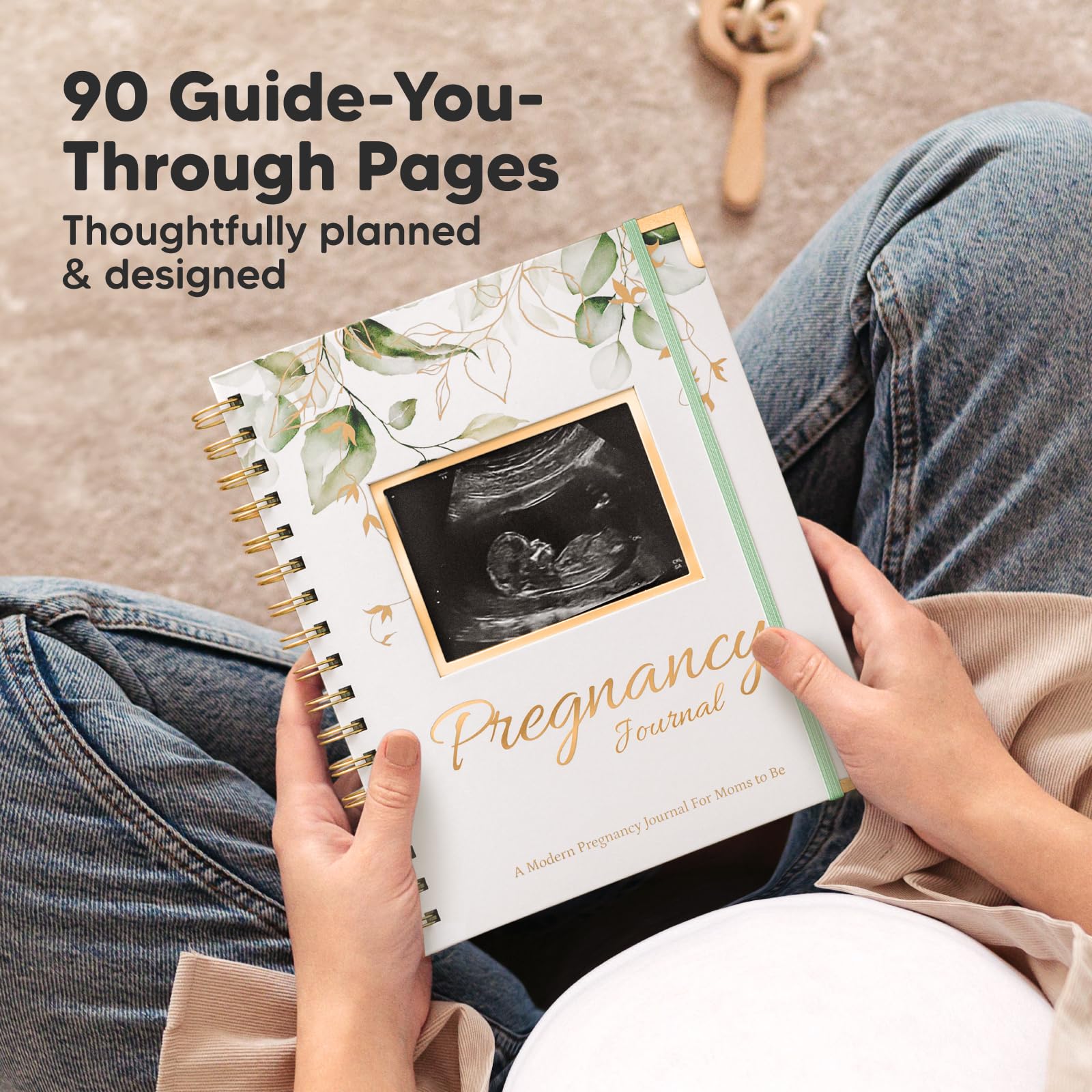 90-Page Hardcover Pregnancy Journal & Memory Book for First-Time Moms - Pregnancy Planner, Baby Memory Book with Ultrasound Pages, Mom Diary Keepsake (Alpine) - Perfect for Recording Pregnancy Milestones, Baby Growth & Creating Lasting Memories