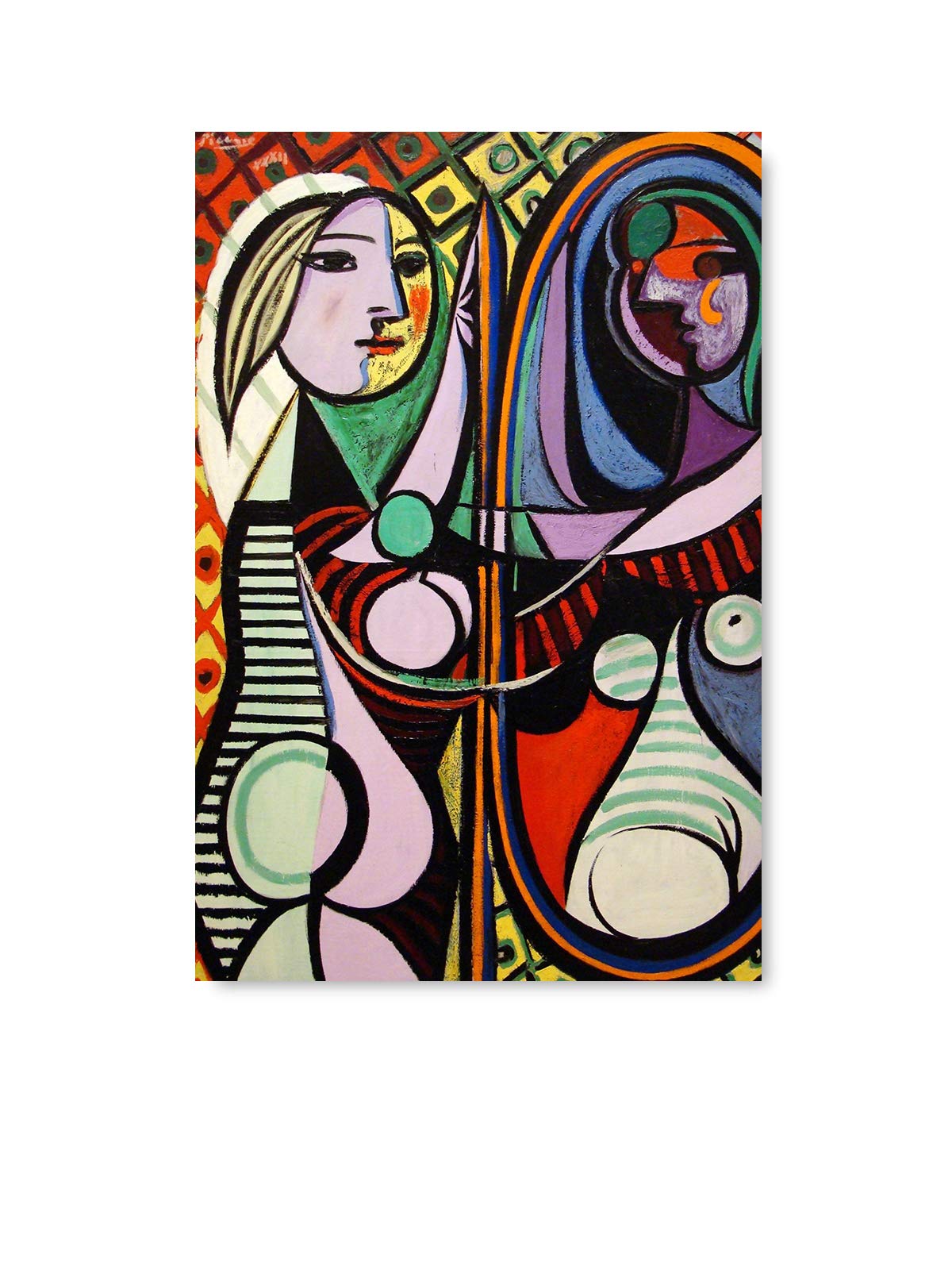Pablo Picasso Cubism Art Print - Funny Ugly Christmas Sweater Girl Before a Mirror Poster (32x40 Inch) - Modern Wall Decor for Picasso Fans, Perfect for Home, Office & Art Lovers Gifts