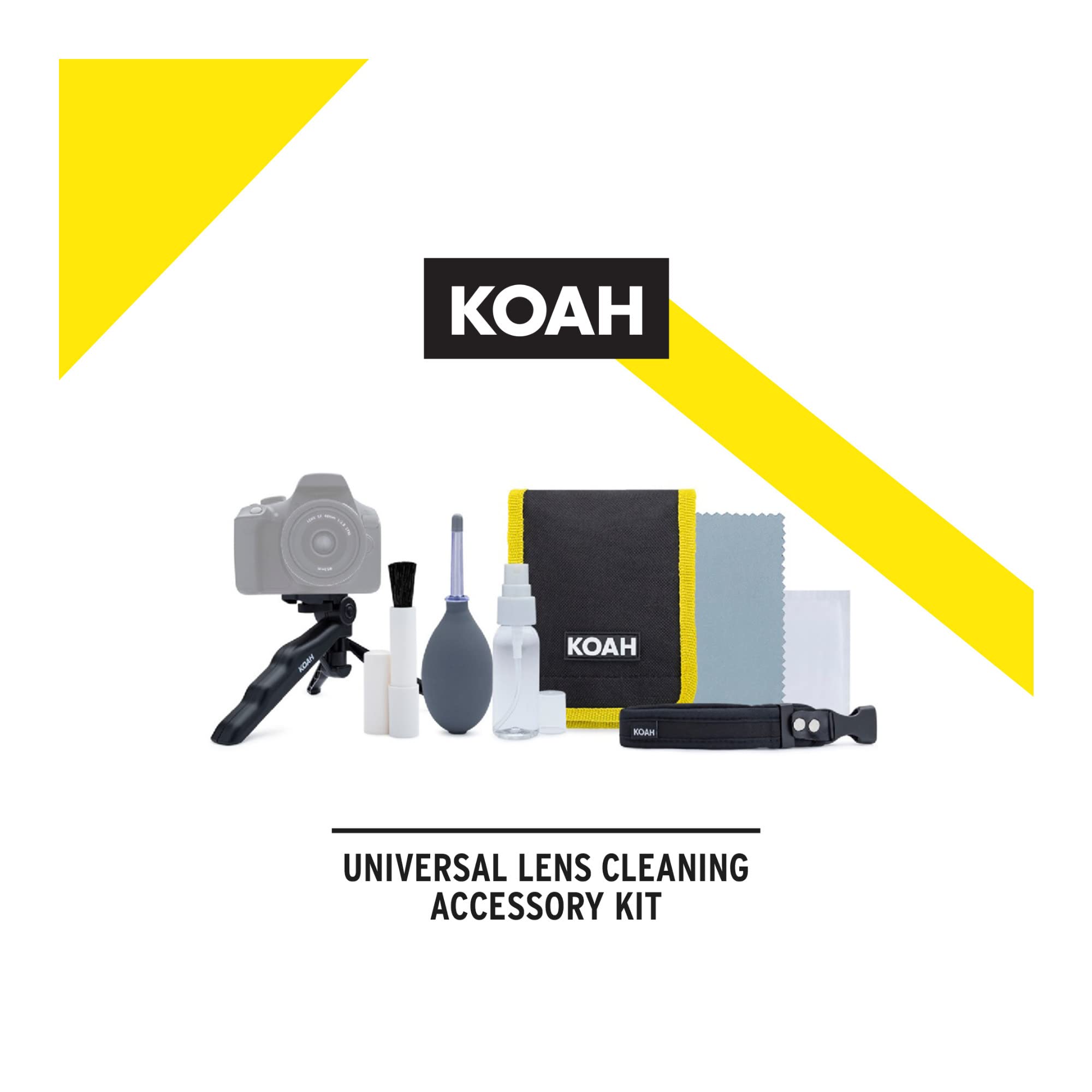 Koah Professional Camera Lens Cleaning Kit - Dust & Smudge Remover for DSLR, Mirrorless, Smartphone & Drone Lenses - Perfect for Travel, Outdoor & Studio Photography