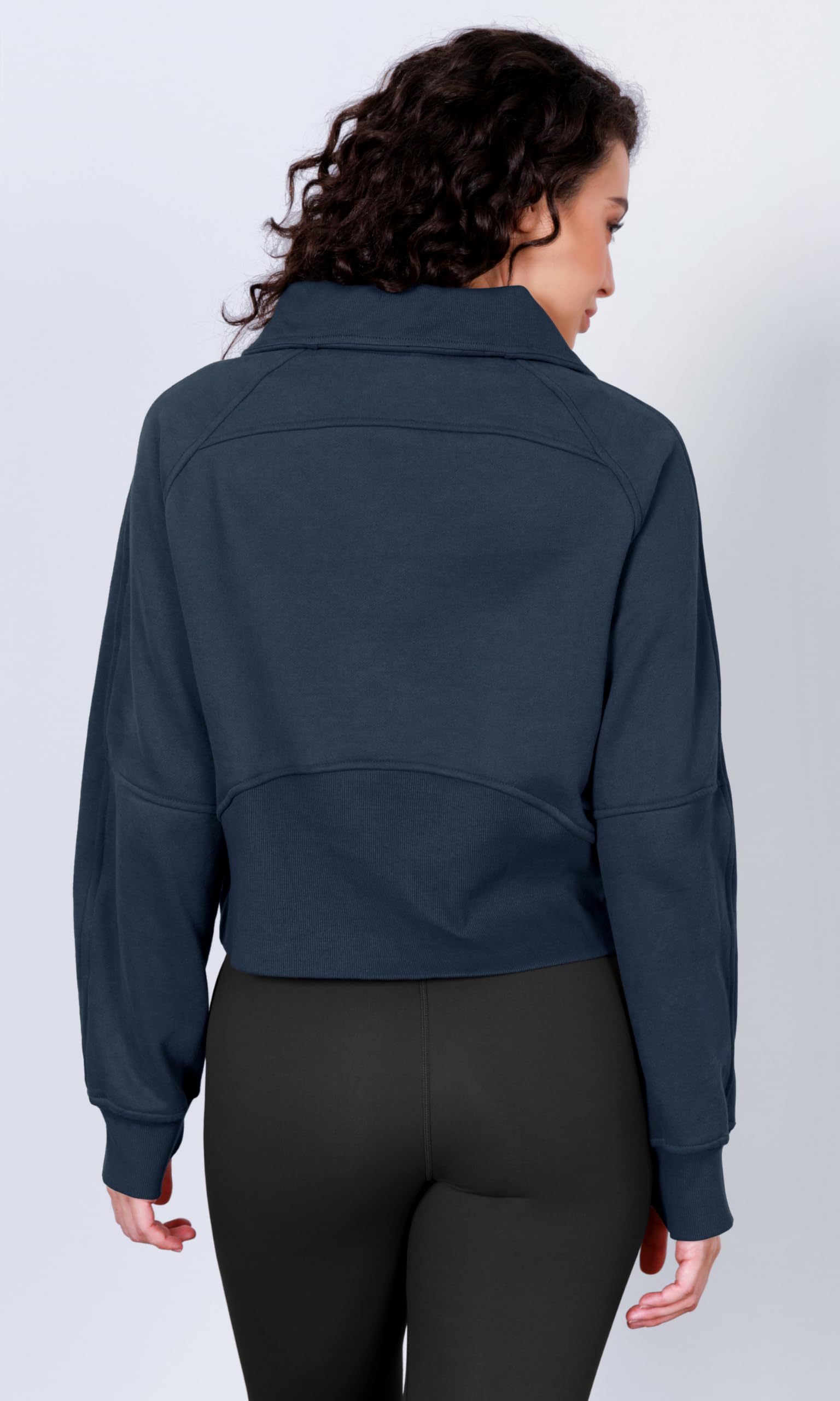 ODODOS Women's Half Zip Fleece Lined Oversized Hoodie - Funnel Neck Cropped Pullover Sweatshirt with Thumb Holes | Cozy Winter Wear, Casual Outfits, Lounge & Street Style Fashion