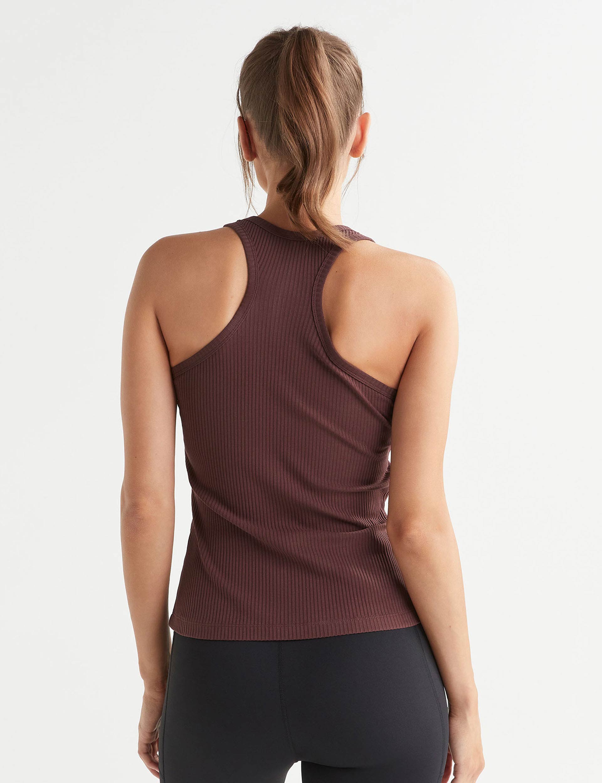 Leera Ribbed Tank Top for Women - Burgundy Red Sleeveless Shirt | Casual Summer Wear, Layering, Gym & Yoga Outfit