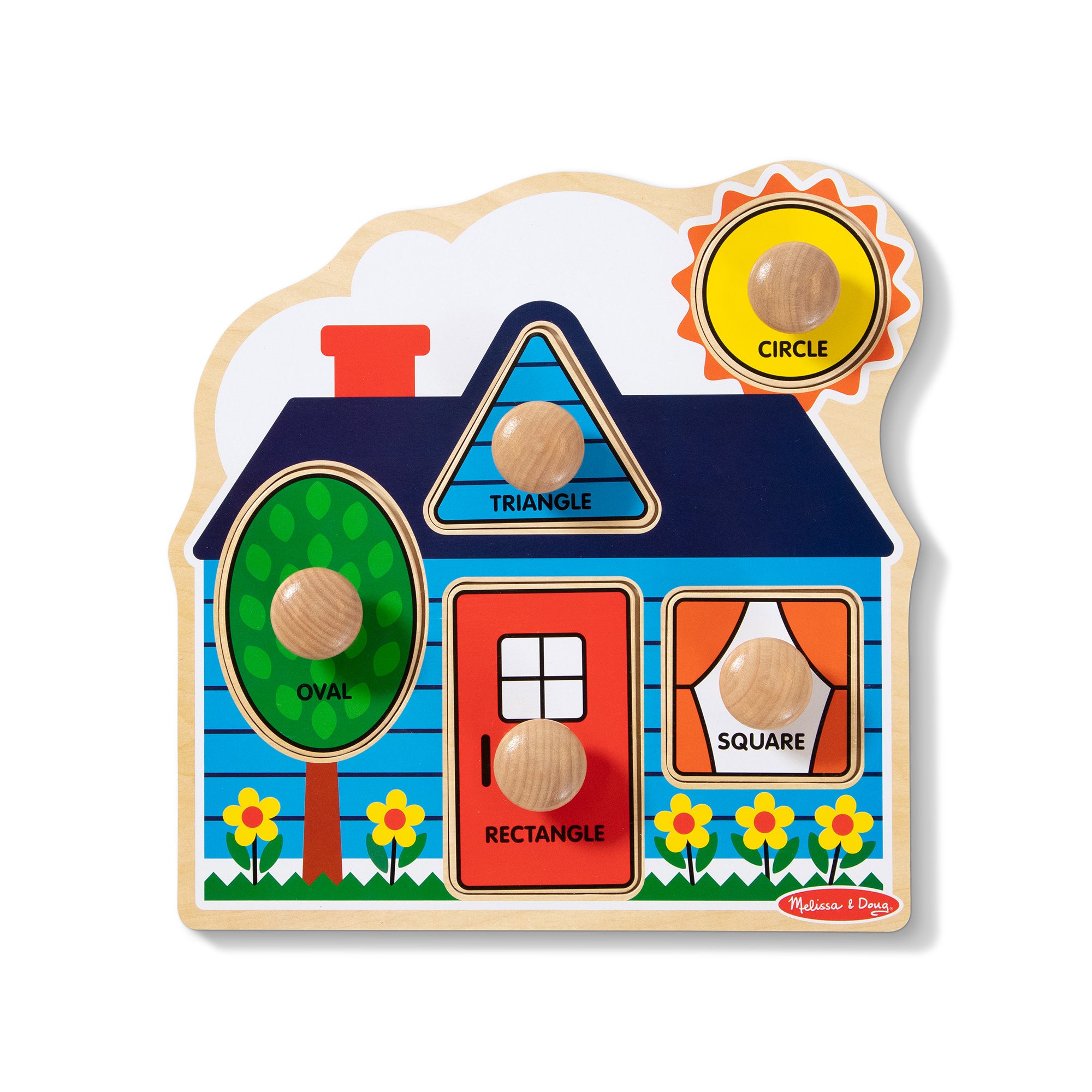 First Shapes Jumbo Peg Puzzle - 5 Piece Toddler Learning Toy for Fine Motor Skills & Shape Recognition - Perfect for Preschool Classroom, Daycare & Home Playtime