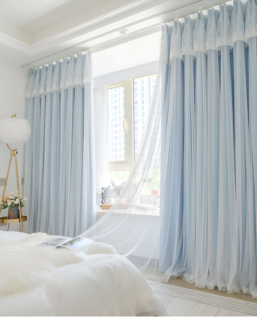McKenna Two-Layer Tulle Blackout Curtains for Bedroom - Custom Room Darkening Window Drapes for Better Sleep & Light Control