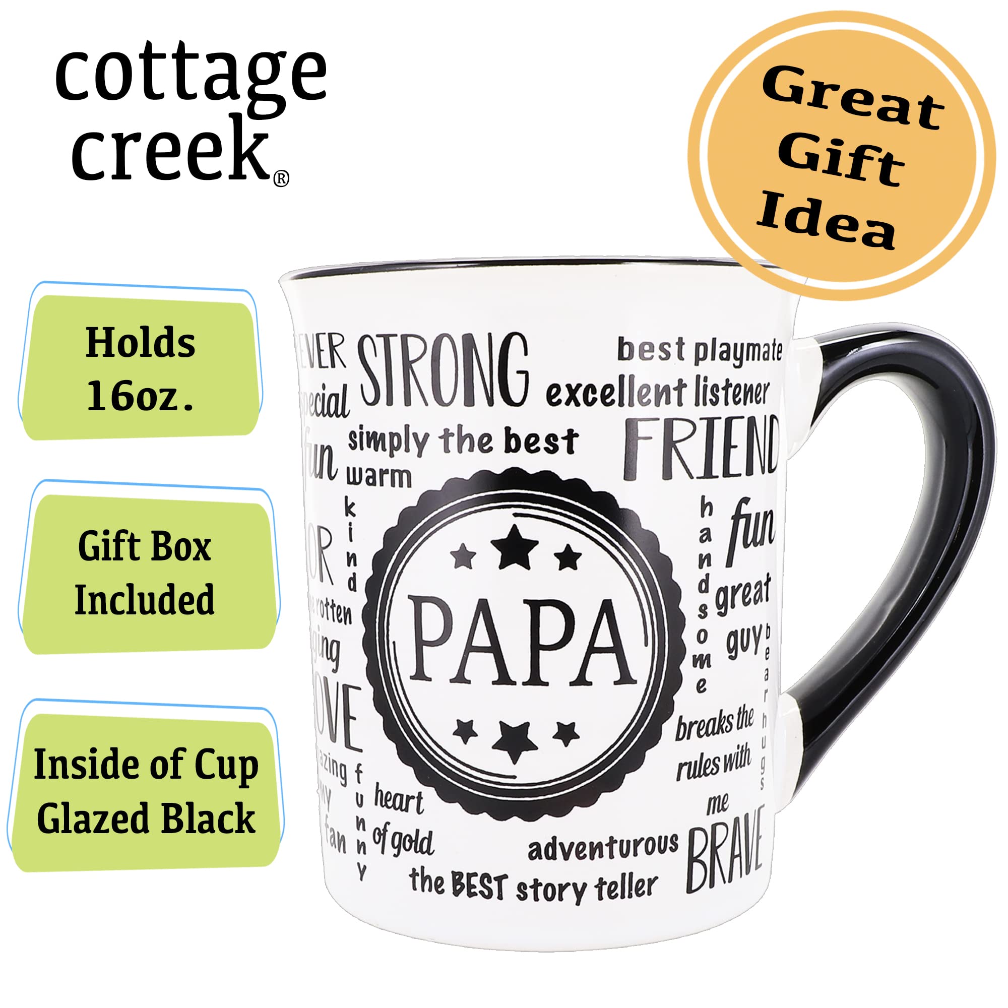 16oz Papa Ceramic Coffee Mug - Unique Gift for Men, Grandpa, Father | Cute Tea Cup for Coffee & Tea Lovers | Perfect for Christmas, Birthday & Home Decor | Ideal for Office, Kitchen & Coffee Table Decor