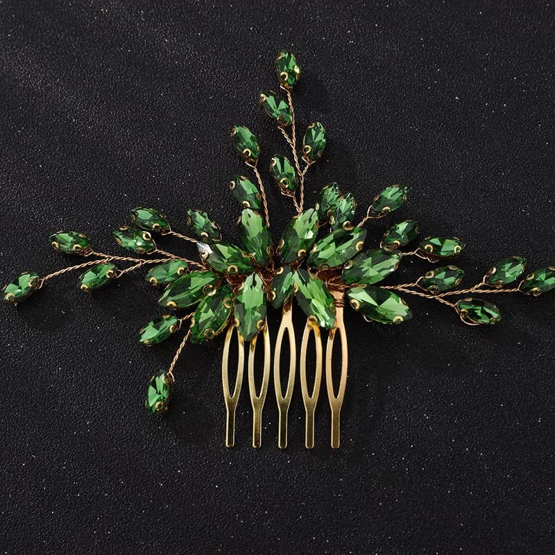 Luxury Rhinestone Bridal Hair Comb for Women – Blue Wedding Hair Accessory with Shiny Crystals, Elegant Bride Side Hair Comb for Weddings, Prom, and Special Occasions (1 Piece)