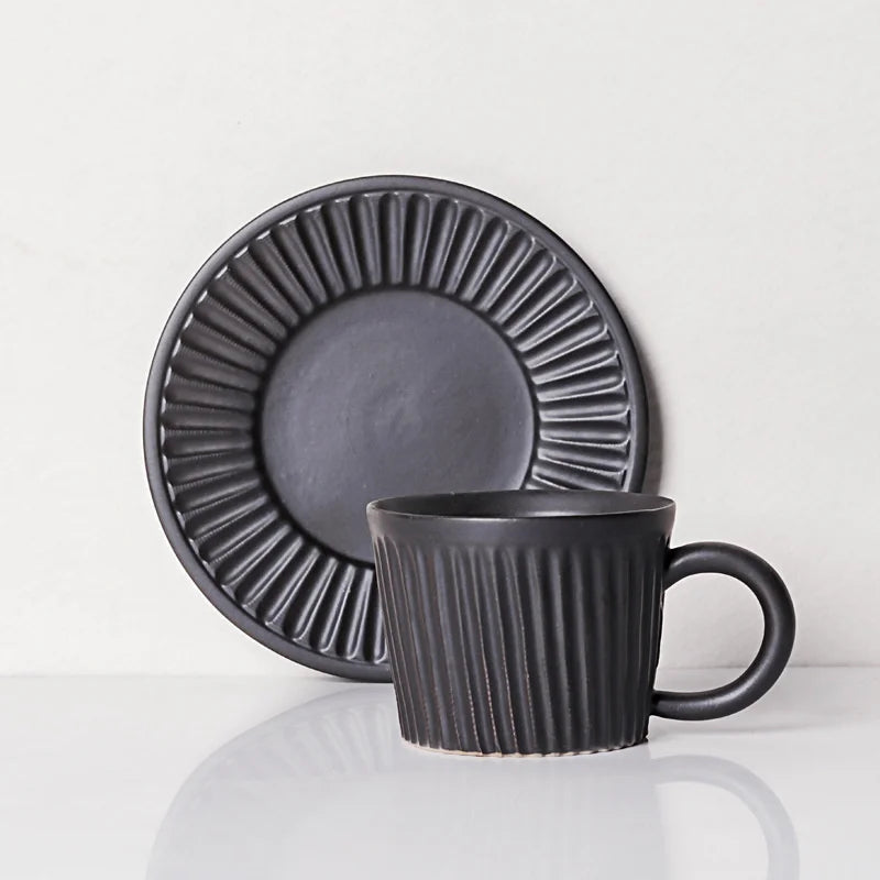 Premium Ridgeway Artisan Ceramic Coffee Cup & Saucer Set - Handcrafted Porcelain Tea Cup for Espresso, Latte & Cappuccino - Perfect for Home, Office & Cafe Use