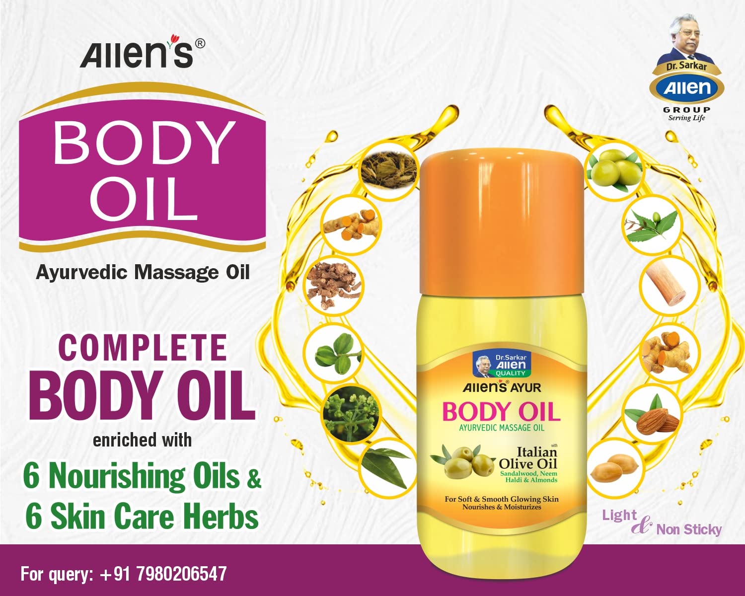 Allen's Body Oil (200ml X4) - Anti-Aging Moisturizer for Youthful Glowing Skin, Fights Dryness & Wrinkles | Perfect for Daily Hydration & Nighttime Skincare Routine