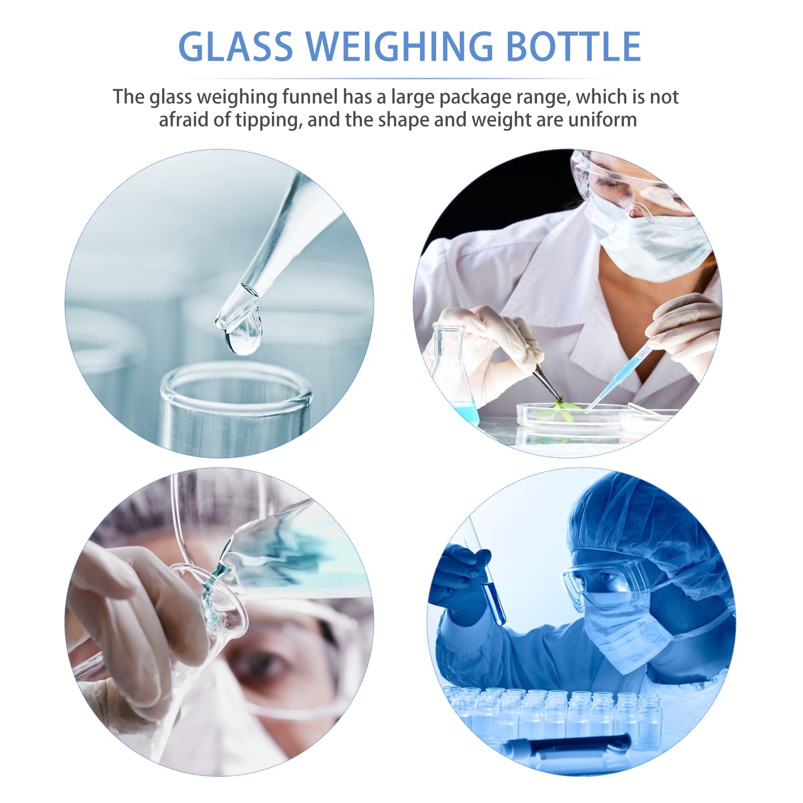Mipcase 3-Piece Glass Weighing Boat Set with Round Weighing Funnel - Clear Laboratory Glassware for Precise Chemical Measurement - Perfect for Science Labs, Pharmacy, and Research Experiments