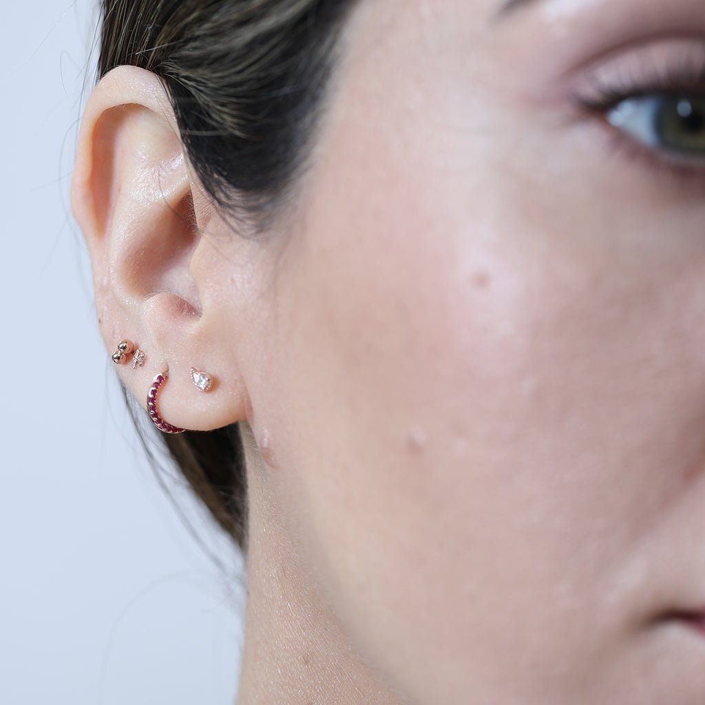 14K Rose Gold Diamond Stud Earrings for Women - Cupid's Arrow Flat Back Studs | Perfect for Valentine's Day, Anniversary & Everyday Wear