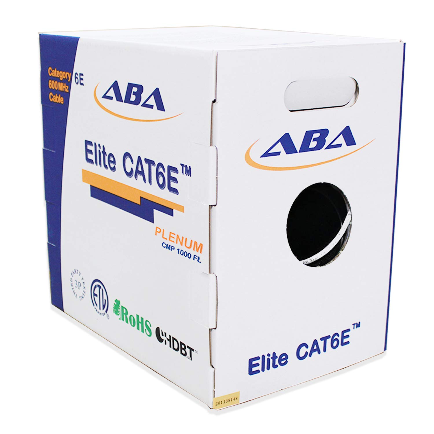 Premium Cat6e Plenum Ethernet Cable 1000ft - 600MHz, 23AWG, UTP Solid Pure Copper - UL Listed & LP Certified - High Performance PoE with Spline Noise Reduction - Easy Pull Reelex II Box - Bulk Network Cable (White) - Ideal for Office Buildings, Data Centers & High-Speed Internet Installations