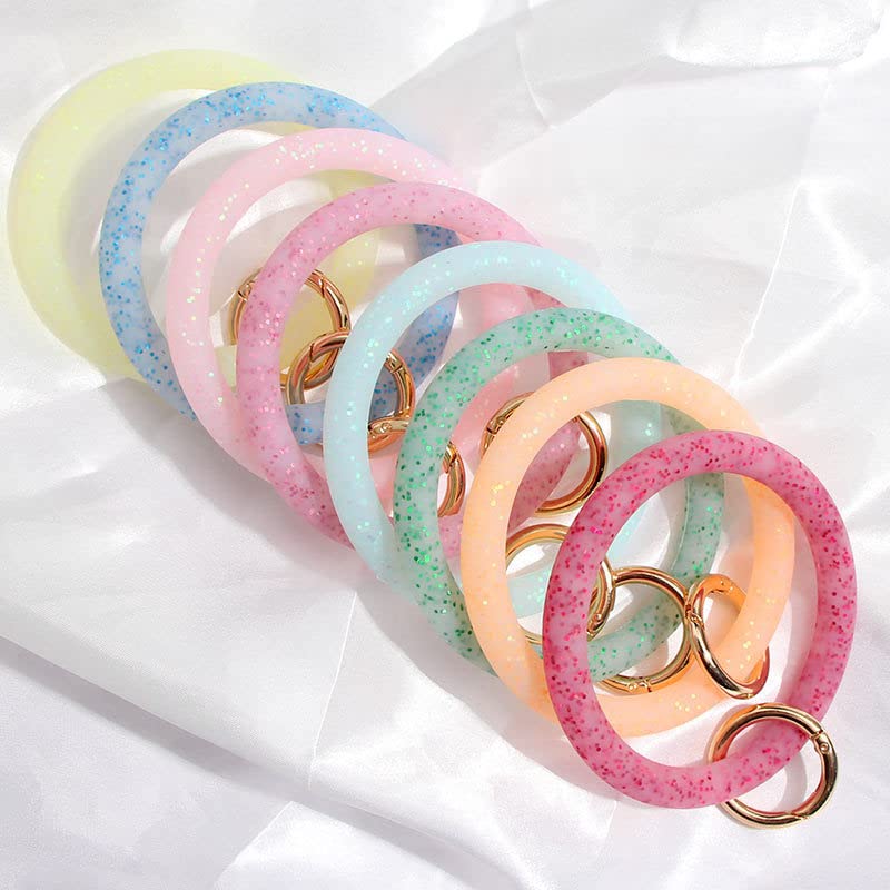 Stylish Acetate Bangle Keychain Bracelet for Women & Girls - Wristlet Key Ring with Round Charm - Perfect Gift for Birthdays, Parties & Everyday Use
