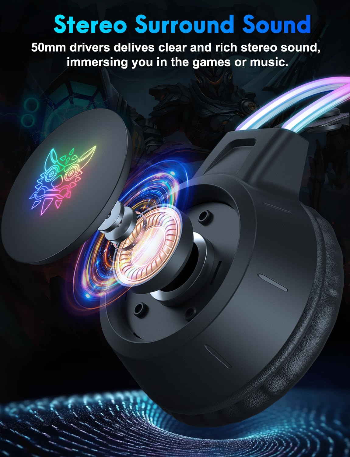 Lightweight Gaming Headset with Detachable Cat Ears - RGB LED Wired Over-Ear Headphones with Noise-Canceling Mic for PC, PS4, PS5, Xbox, Nintendo Switch | Stereo Surround Sound & Self-Adjusting Headband | Perfect for Streaming, Esports & Late-Night Gaming Sessions