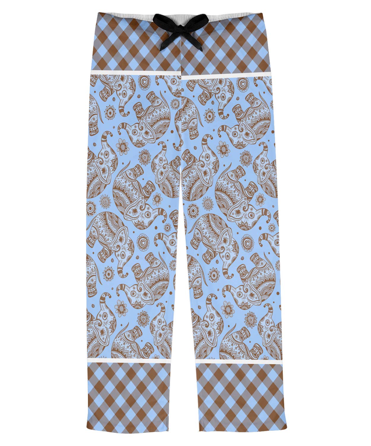 Stylish Gingham & Elephants Print Men's Pajama Pants - Soft Cotton Lounge Pants for Sleepwear, Home Relaxation & Casual Wear