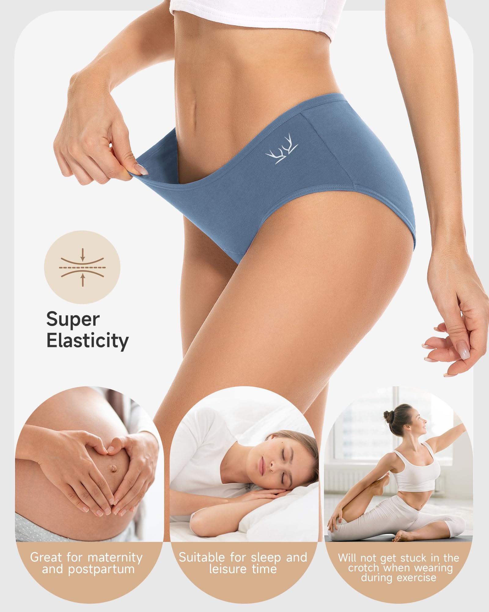 PULIOU Women's Cotton Hipster Panties - Low Waist Seamless Underwear 6 Pack, Breathable & Stretch Comfort for Everyday Wear, Workout, Yoga and Sleep