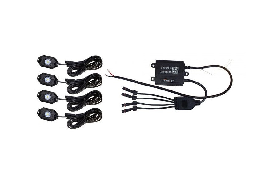 Jeep Gladiator JT Quake LED 4pc Rock Light Kit - RGBW Color Changing Off-Road Lights for Night Driving & Adventure