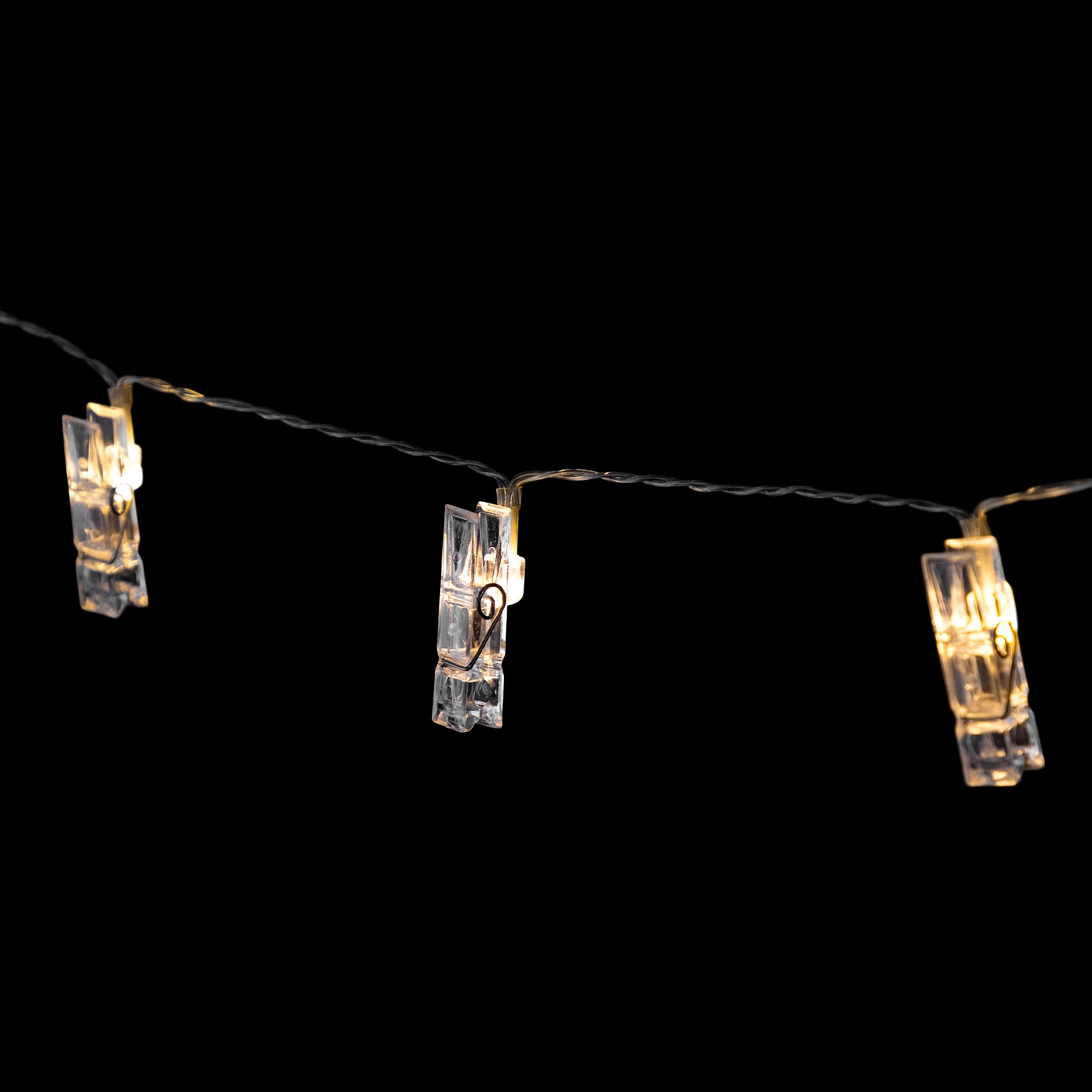 15-Pack Clear Clothes Pins with LED String Lights - 6.5ft Warm White Fairy Lights for Photo Display, Wedding Decor, Bedroom & Party Lighting