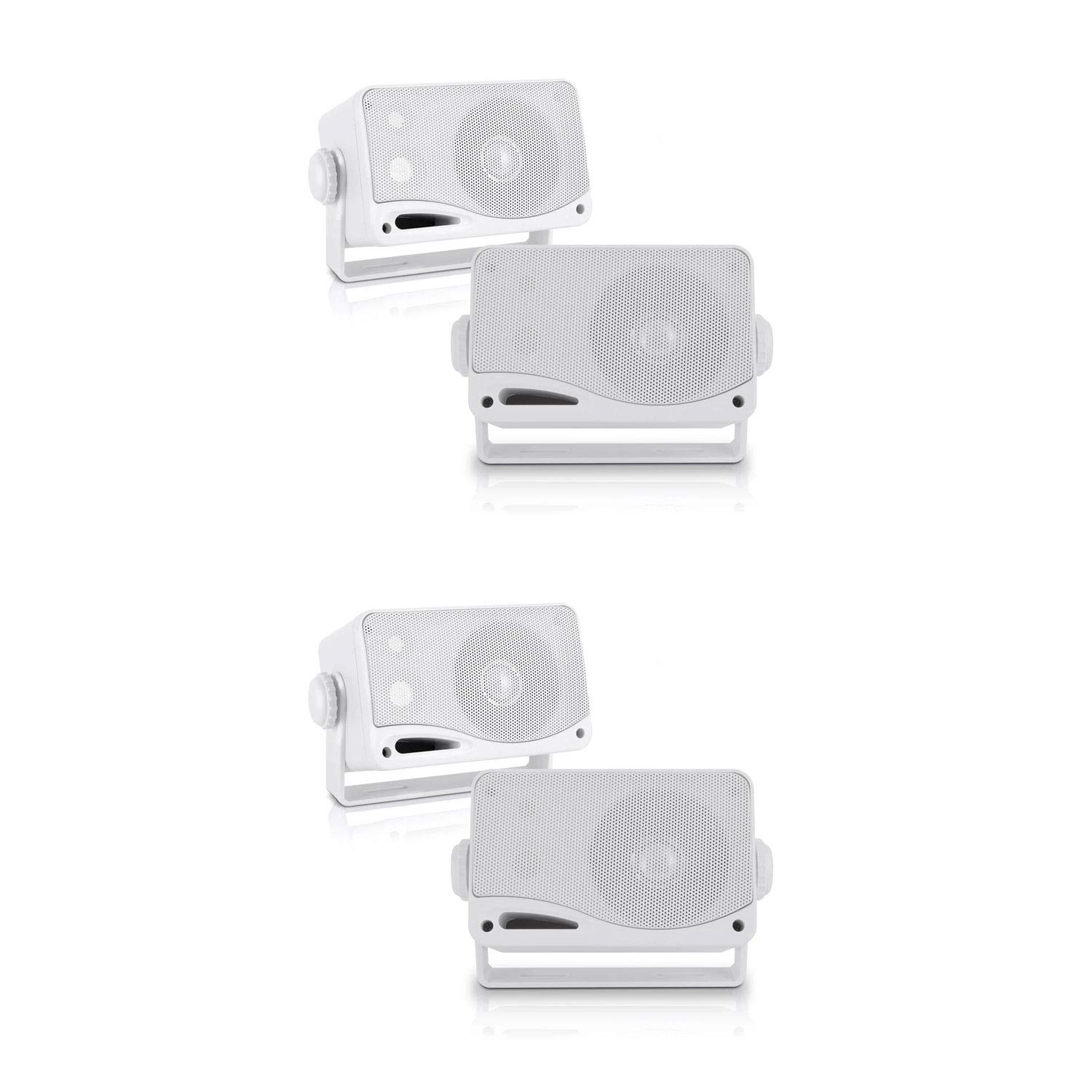 Pyle PLMR24 3.5 Inch 3-Way Marine Audio Speakers - Waterproof & Weatherproof Outdoor Speakers (2 Pair) - Perfect for Boats, RVs, ATVs & Outdoor Adventures
