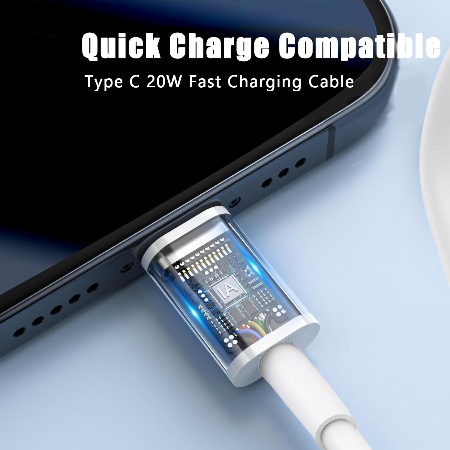 20W USB C Fast Charger for iPhone 16/16 Plus/16 Pro/16 Pro Max/iPhone 15/15 Pro Max - PD Charging Block with Type C Cable - Perfect for Home, Office & Travel Charging