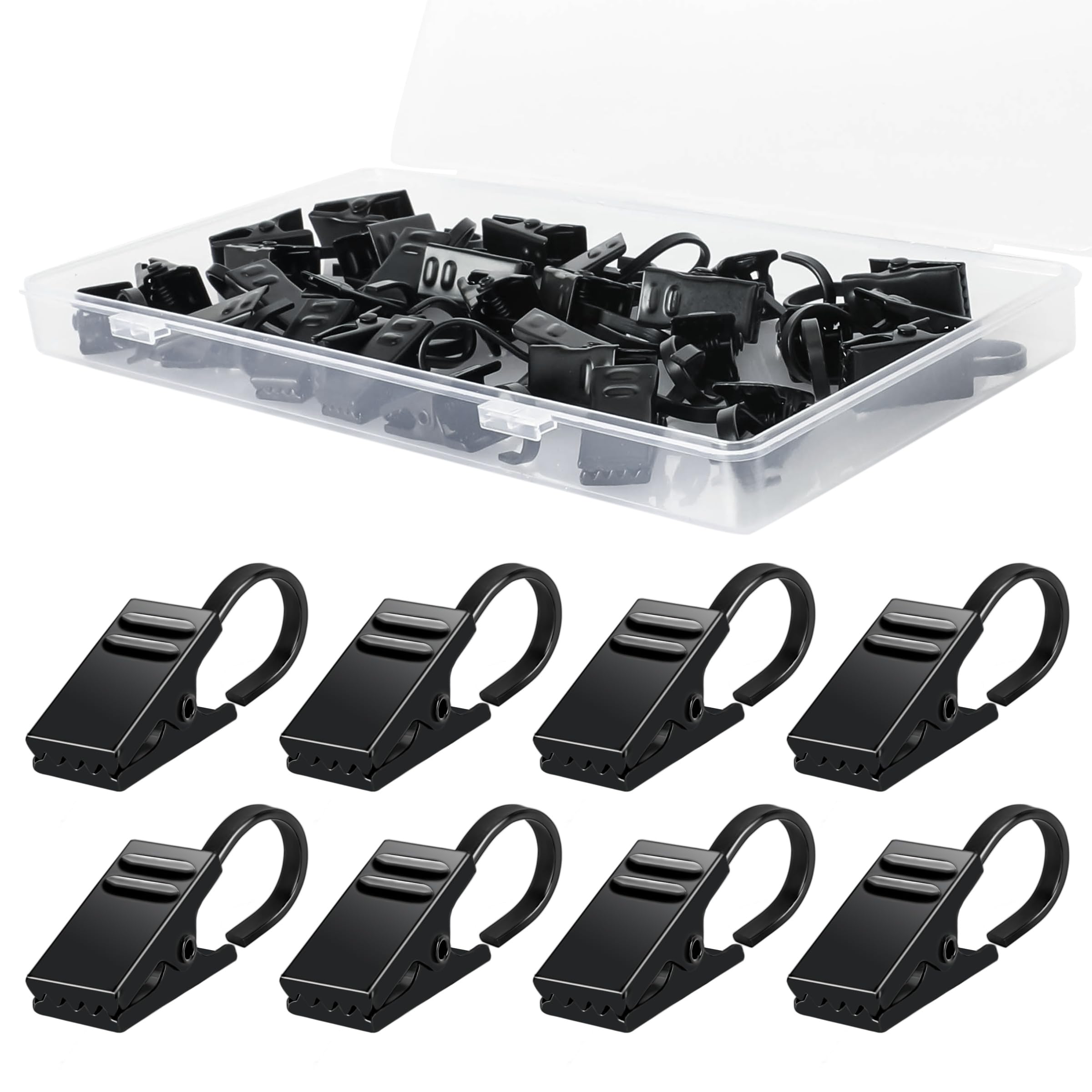 VRSS Black Curtain Hanging Clips - 30 Pack Heavy Duty Hook Clips for Home Decor, Photo Display, Art Craft Hanging & Party String Lights - Perfect for Bedroom, Living Room, Wedding & Event Decoration