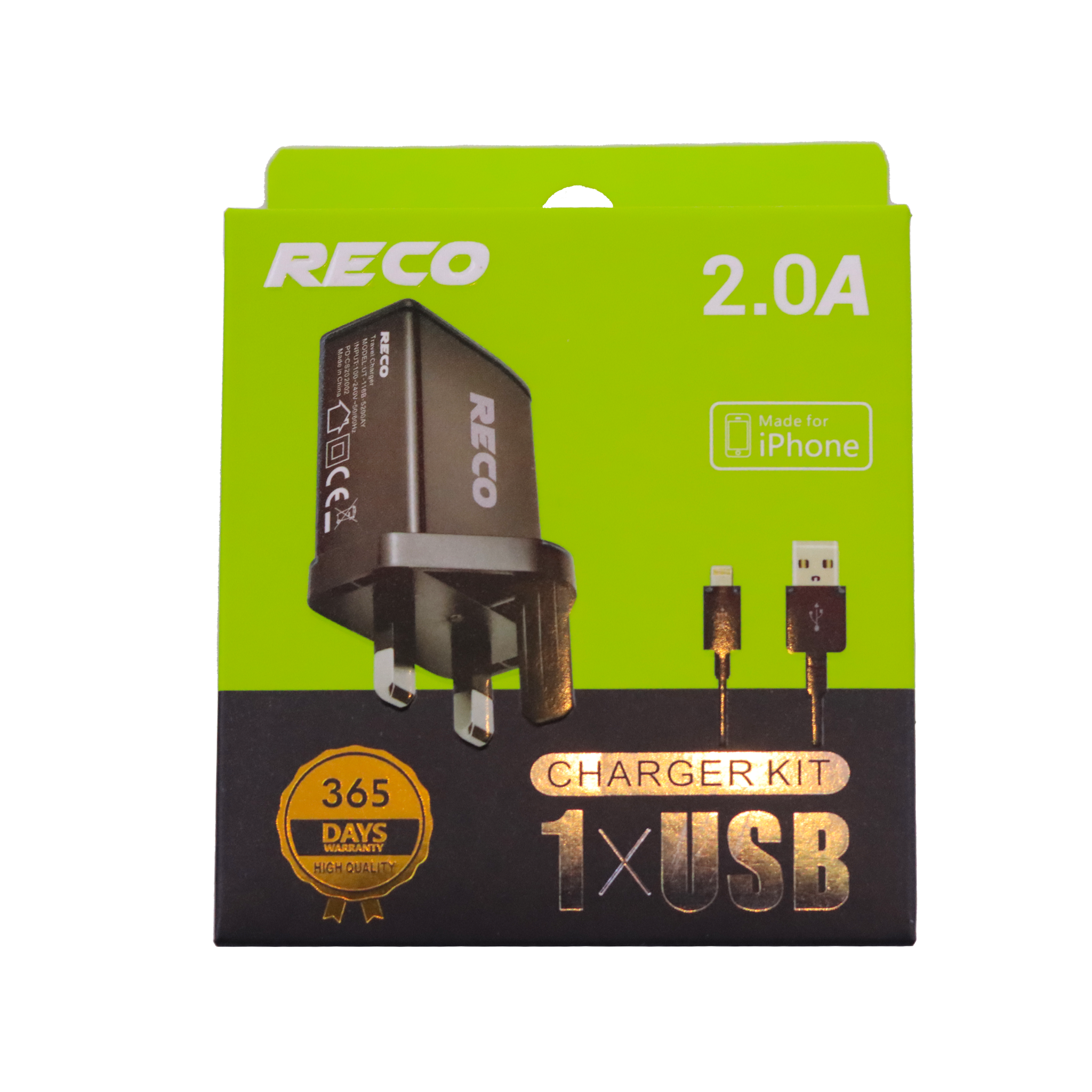 Reco 2.0A Fast Charger Kit with 3 Bins - Portable USB Charging Station for Home, Office & Travel - Compatible with iPhone, Android & Tablets