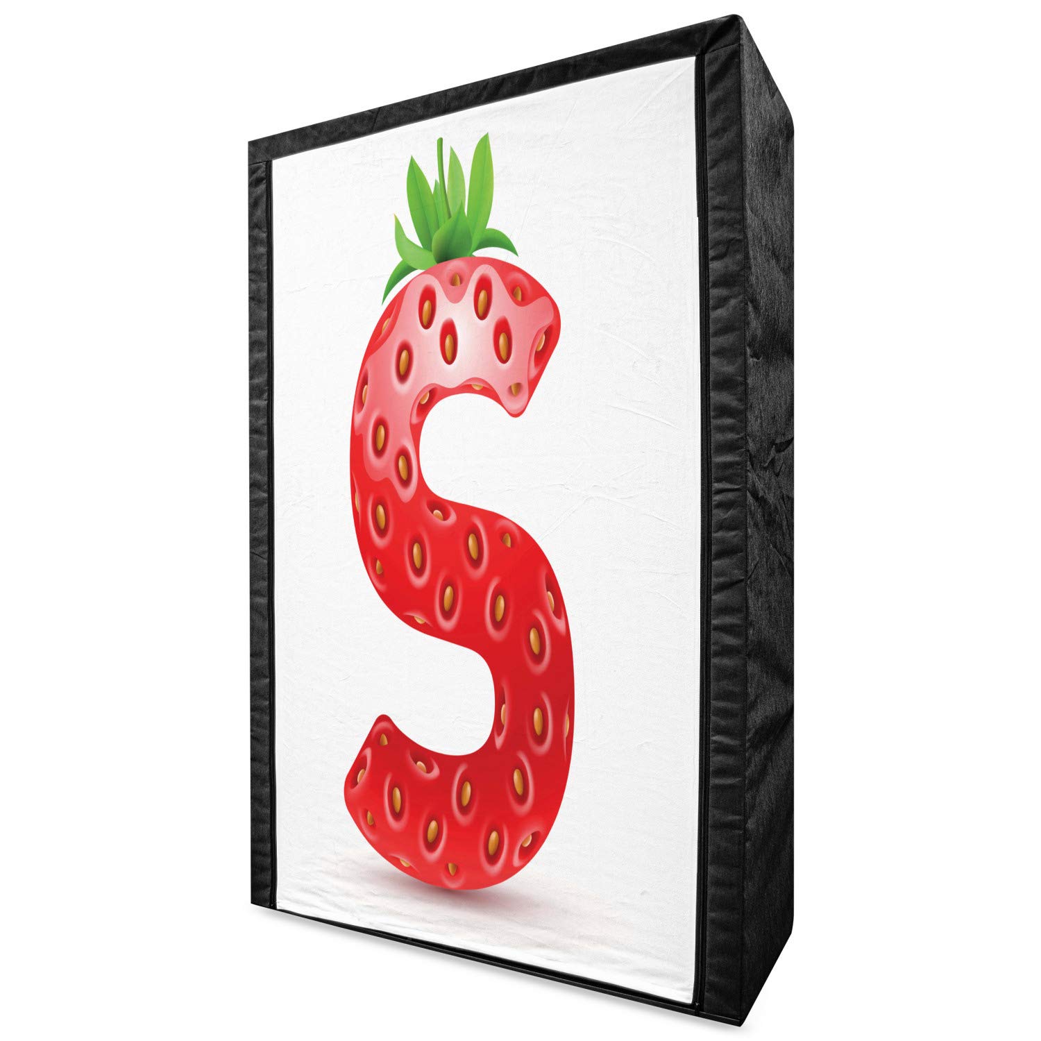 Ambesonne Letter S Fabric Wardrobe - Portable Closet Organizer with Shelves, 42.5 Inch, Strawberry & Green Leaves Design - Perfect for Bedroom, Dorm, or Small Space Clothing Storage