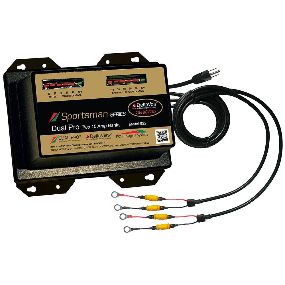Dual Pro SS2 Sportsman Series 20A Battery Charger - 12V/24V Marine & RV Deep Cycle Battery Charger - Perfect for Boats, ATVs, Motorcycles & Outdoor Power Equipment