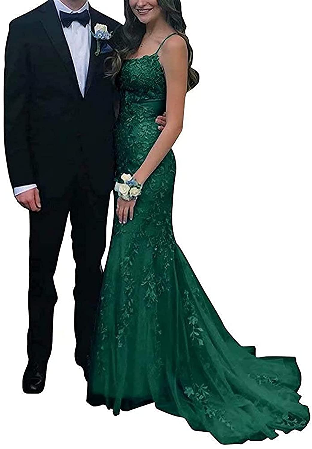 Elegant Lace Appliques Tulle Bridesmaid Dresses with Spaghetti Straps - Women's Mermaid Prom Dresses for Weddings, Parties & Special Occasions