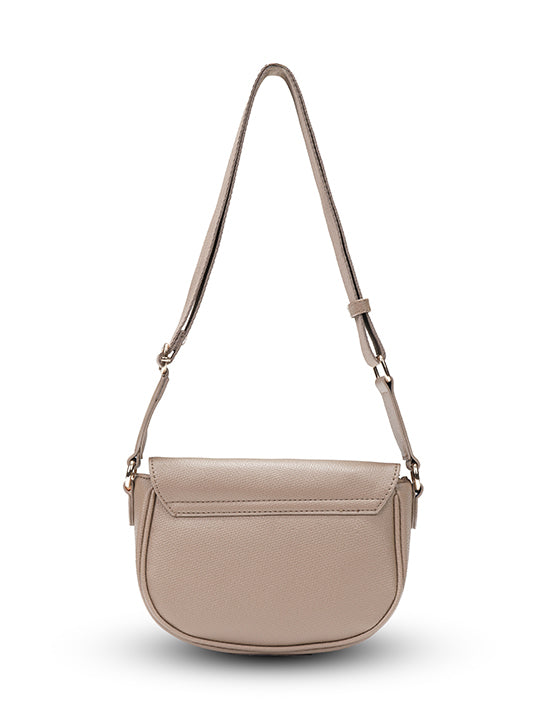 Tosca TH051 Small Saddle Flap Handbag for Women - Taupe Leather Crossbody Purse - Perfect for Work, Travel & Everyday Use