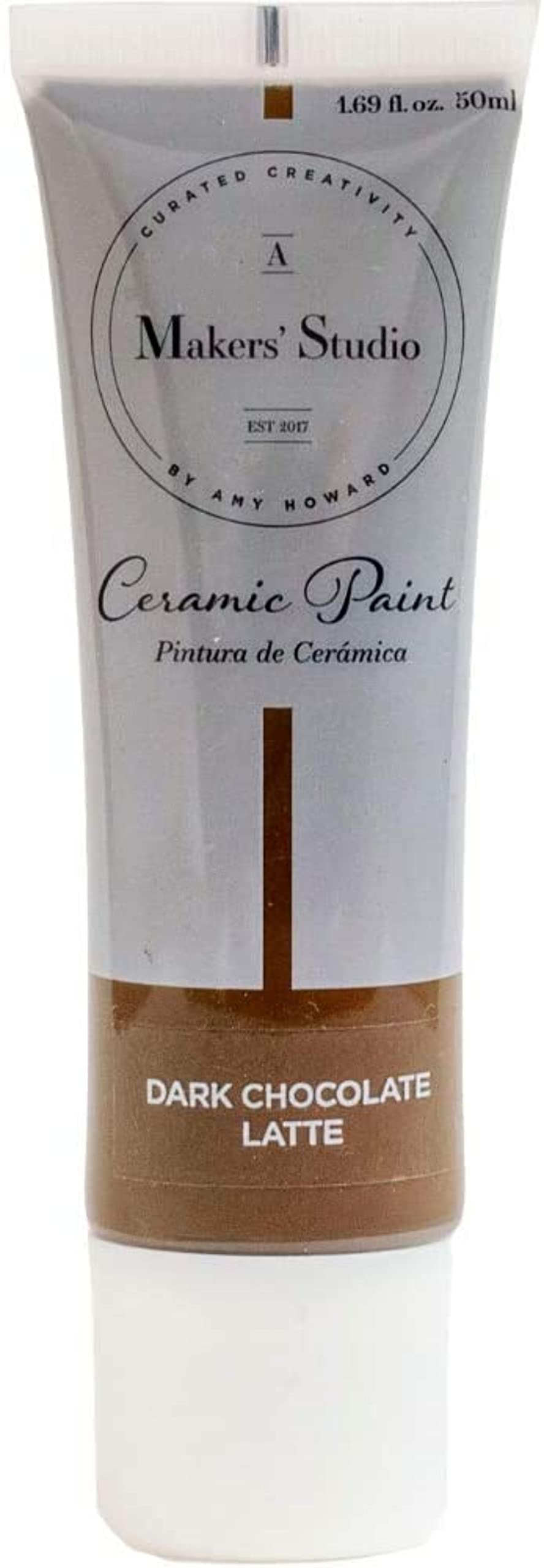 Dark Chocolate Latte Ceramic Paint - Food Safe Water-Based Enamel for Glass, Ceramic & Porcelain - 1.69 oz - Perfect for DIY Crafts, Stenciling, and Home Decor Projects