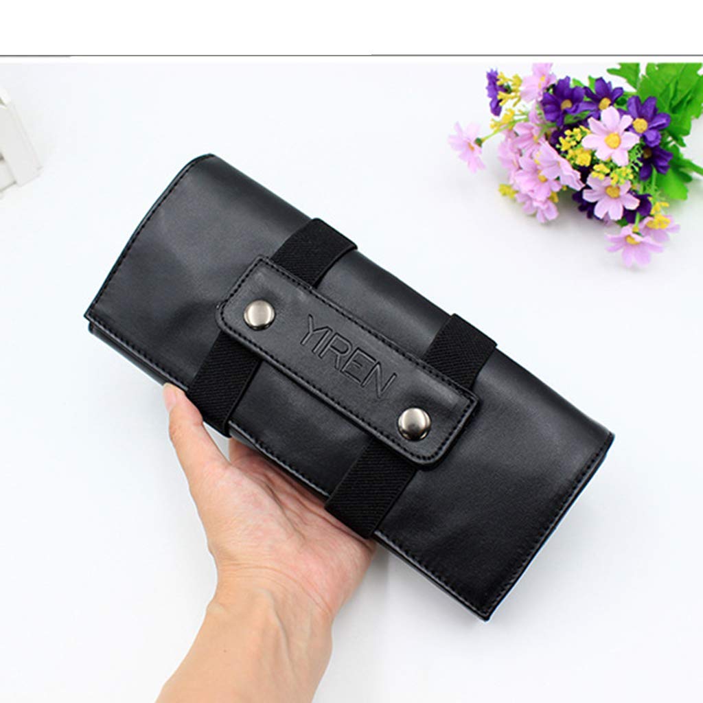 Professional PU Leather Hairdressing Scissor Bag - Hair Stylist Tool Organizer with Storage Pockets for Salon Shears, Combs & Accessories (Black) - Perfect for Salon Professionals & Mobile Hairstylists