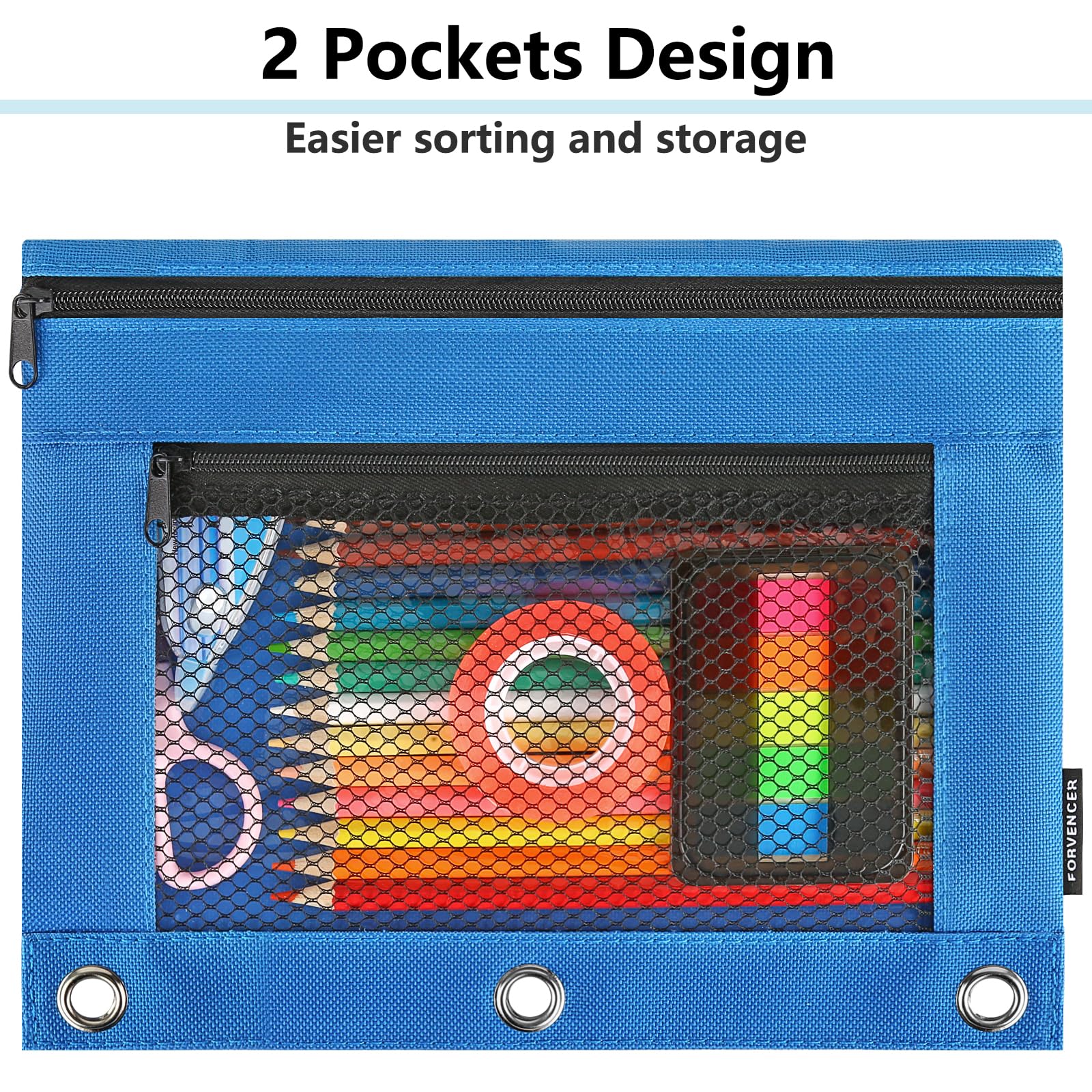 Adorable Zipper Pencil Pouch for 3 Ring Binder - Cute & Sturdy School Supplies with Smooth Zippers - Perfect for Students, Back to School, Office & Travel Organization (Red)